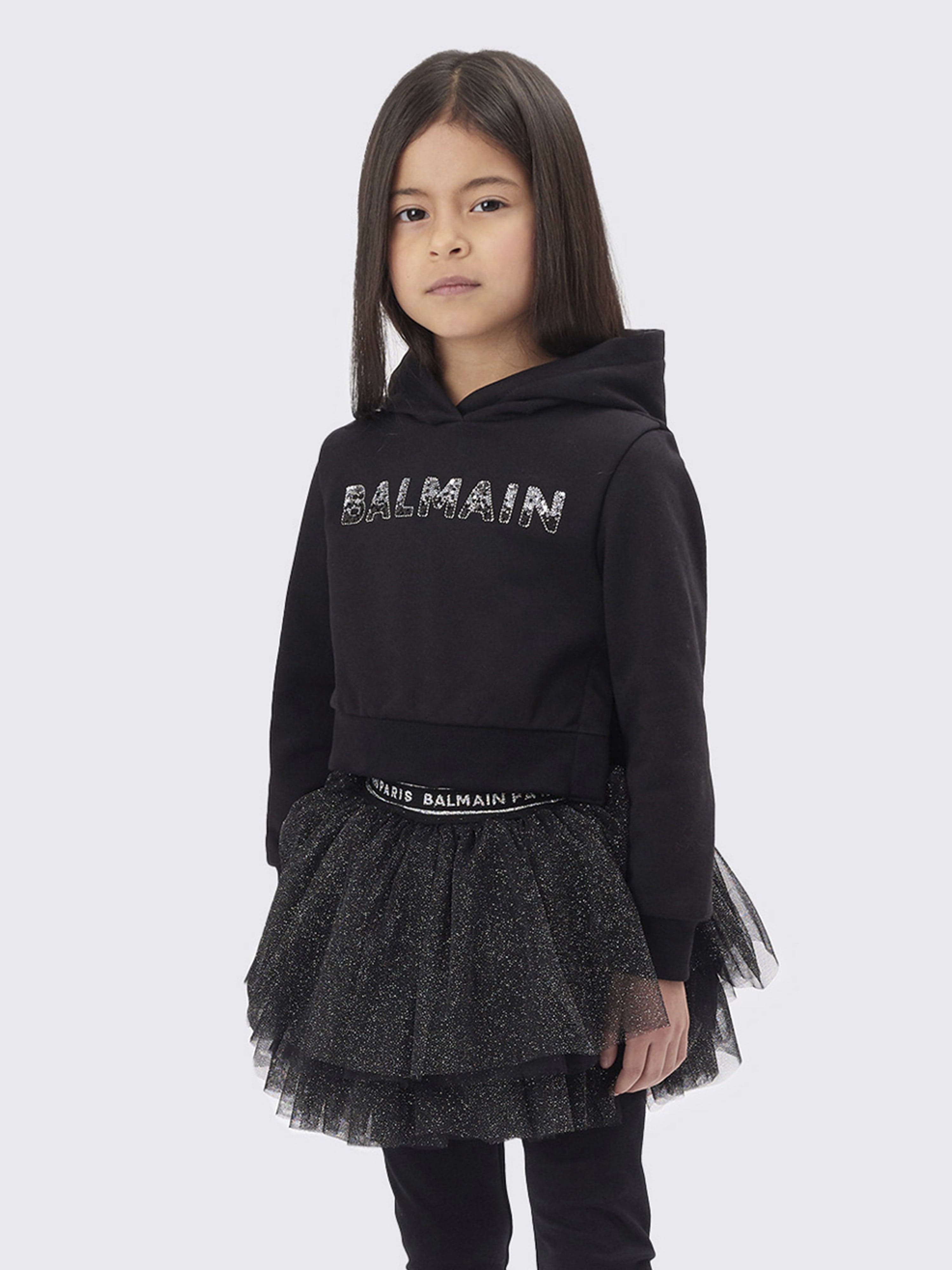 Balmain Girls Logo Hoodie in Black