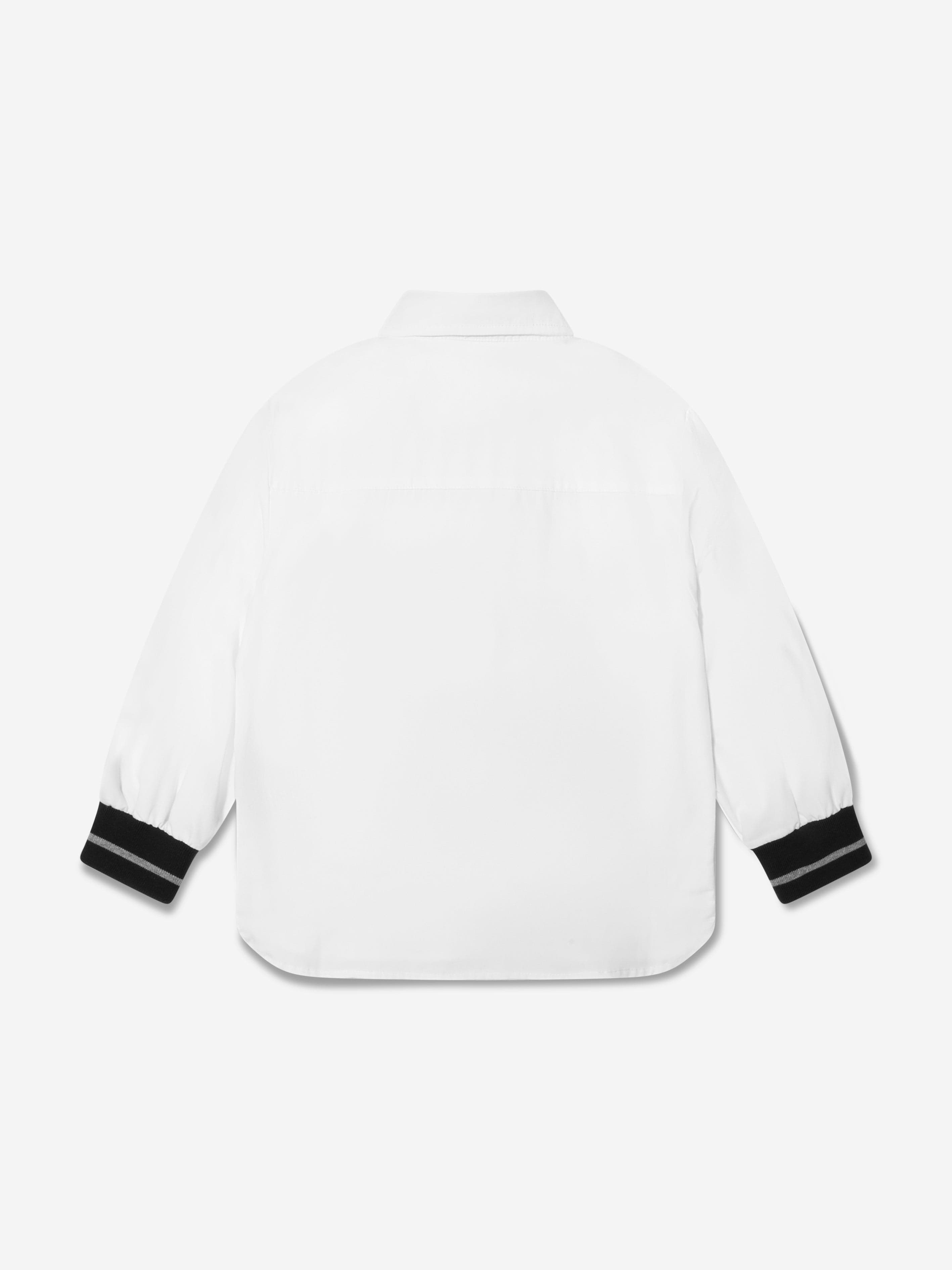 Balmain Boys Logo Print Shirt in White