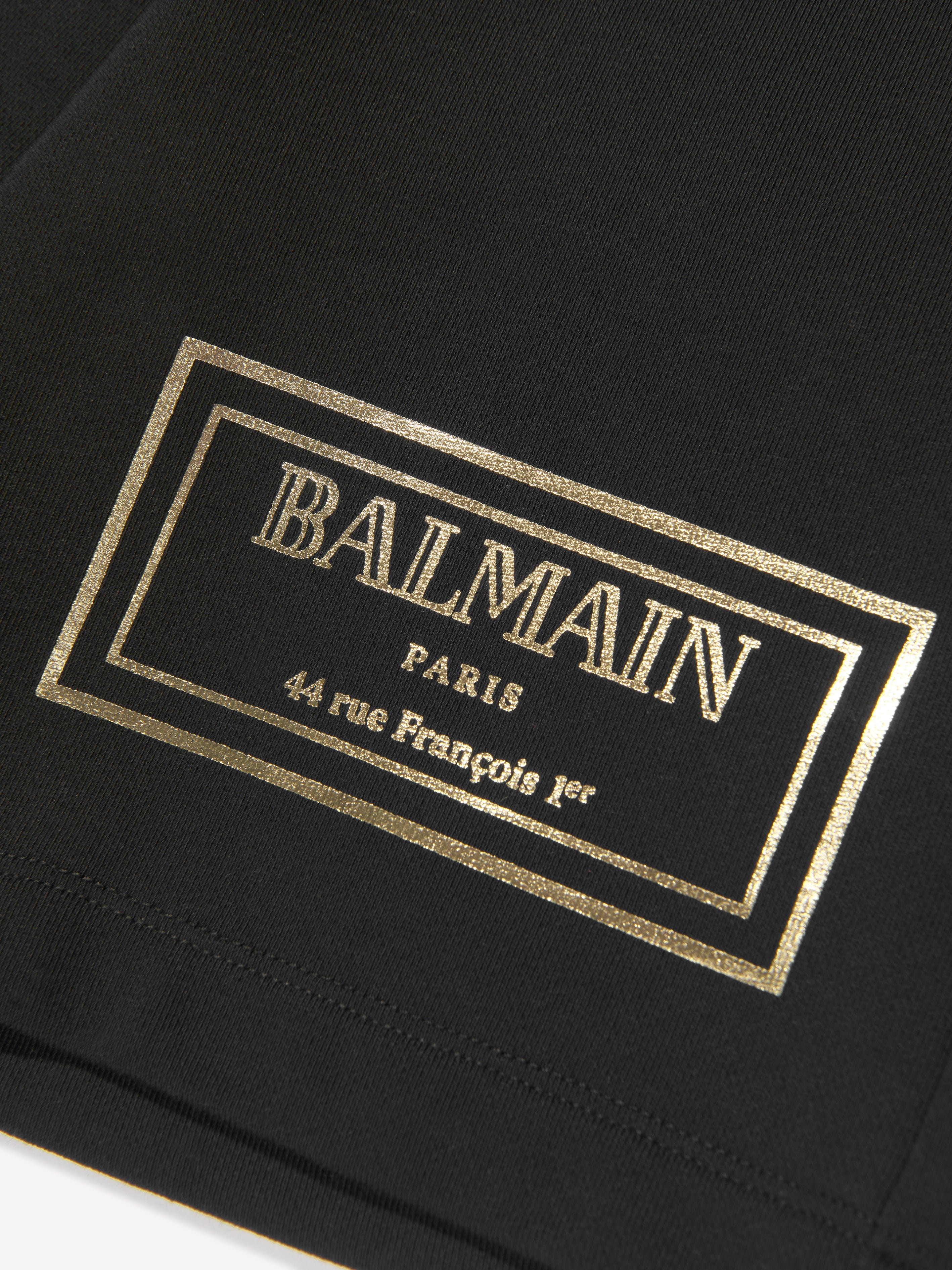 Balmain Boys Logo Print Shorts in Black