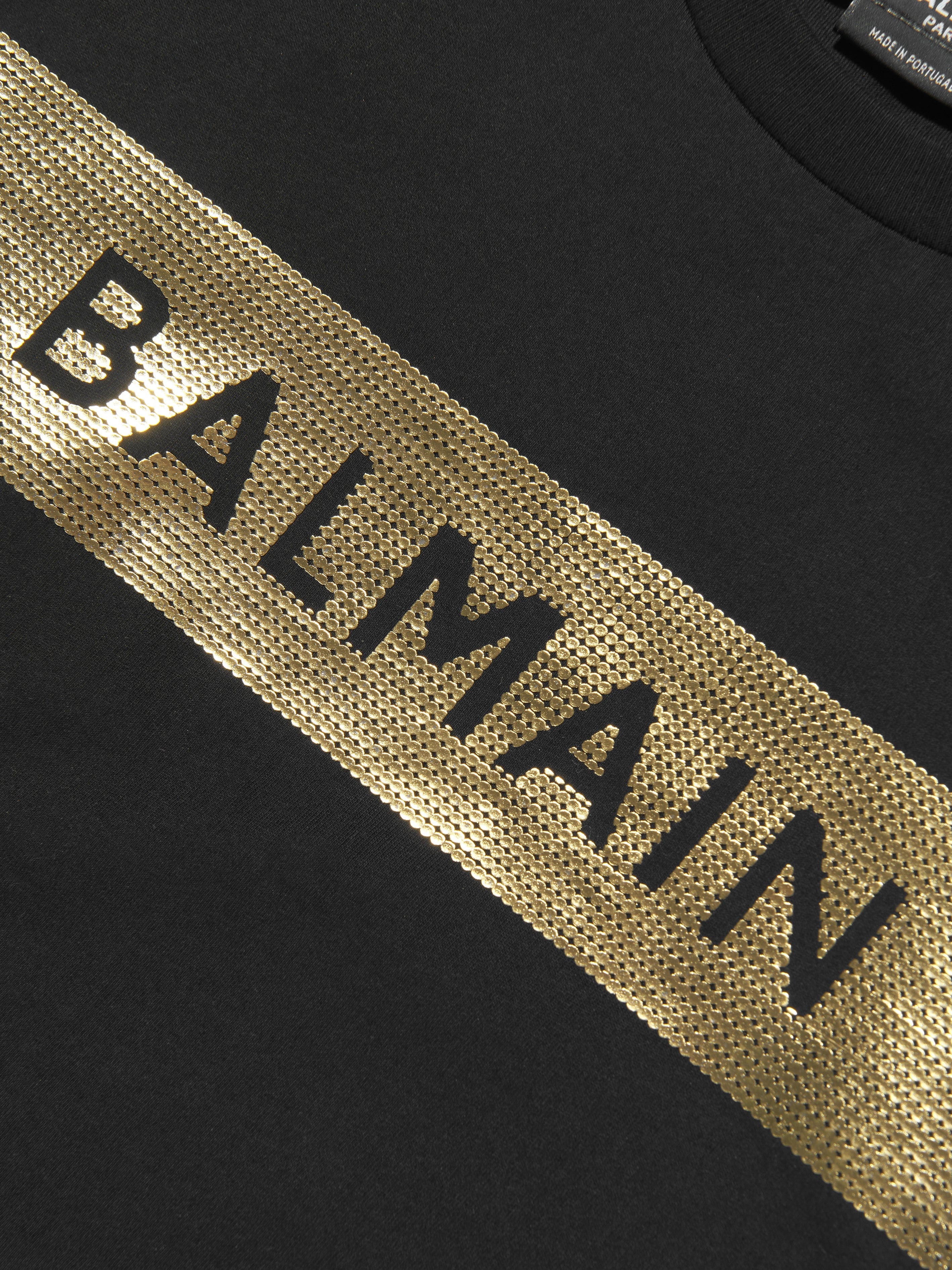 Balmain Boys Logo Print T-Shirt in Black