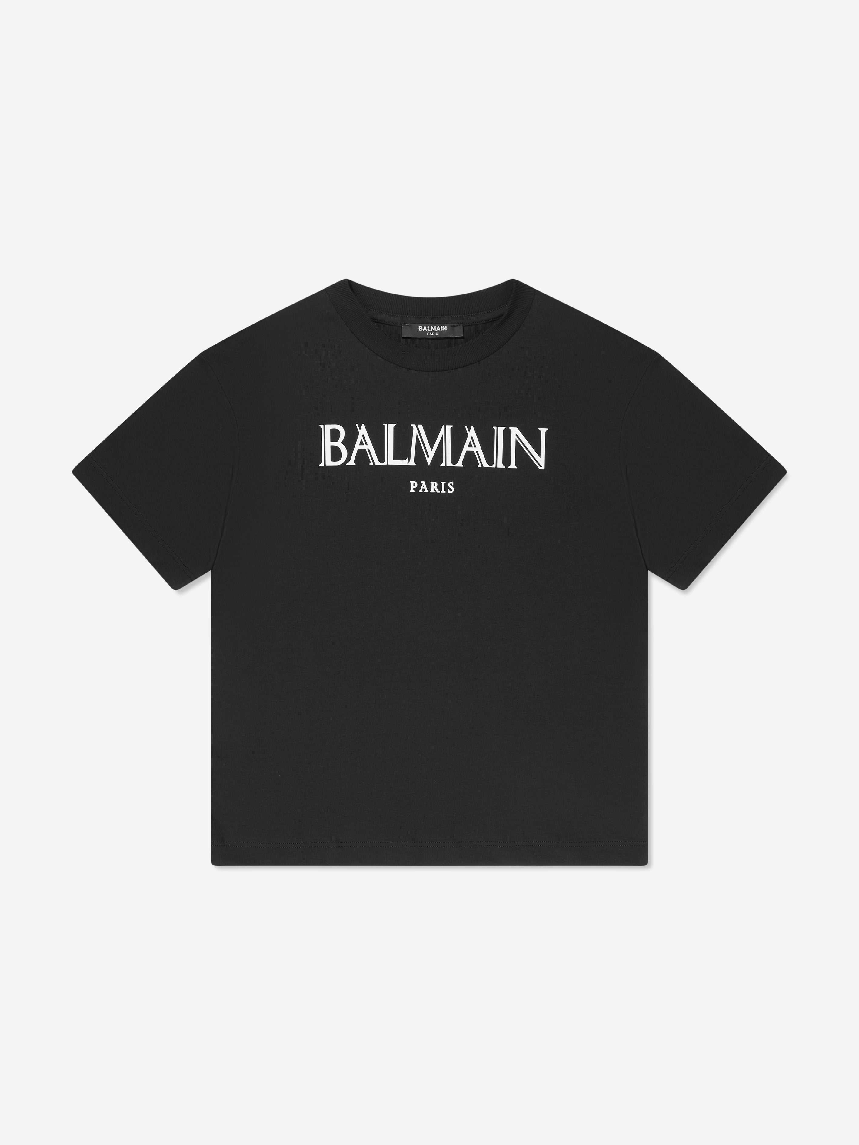 Balmain Boys Logo Print T-Shirt in Black