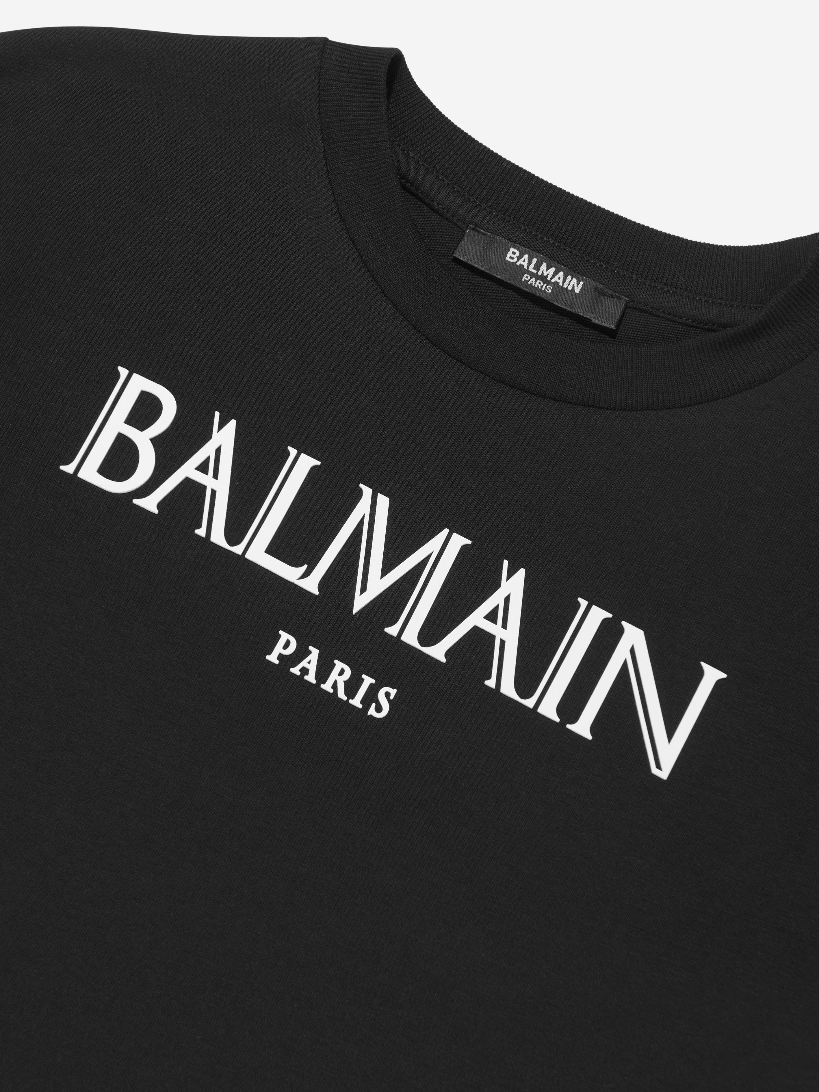 Balmain Boys Logo Print T-Shirt in Black