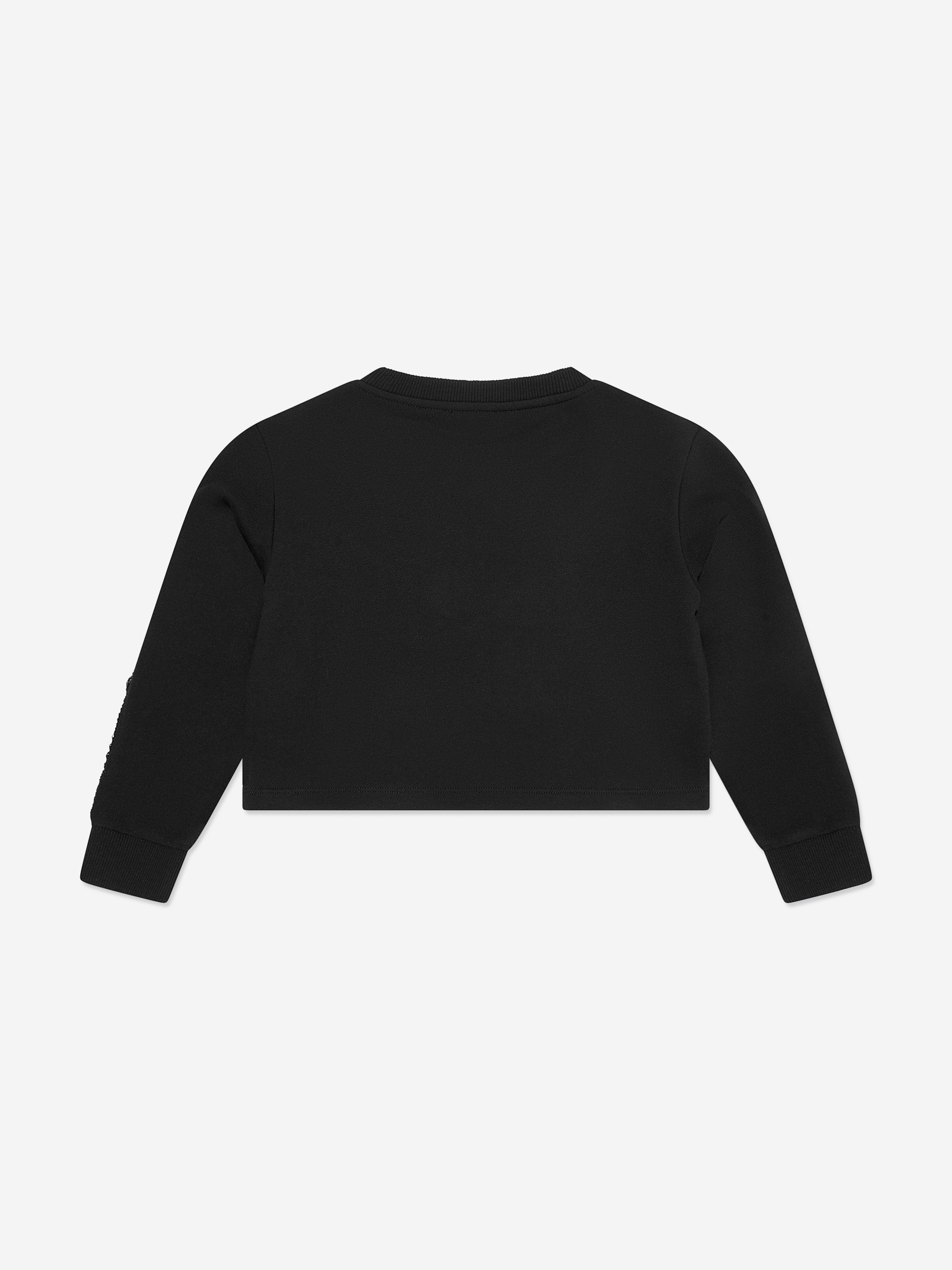 Balmain Girls Fringed Sweatshirt in Black