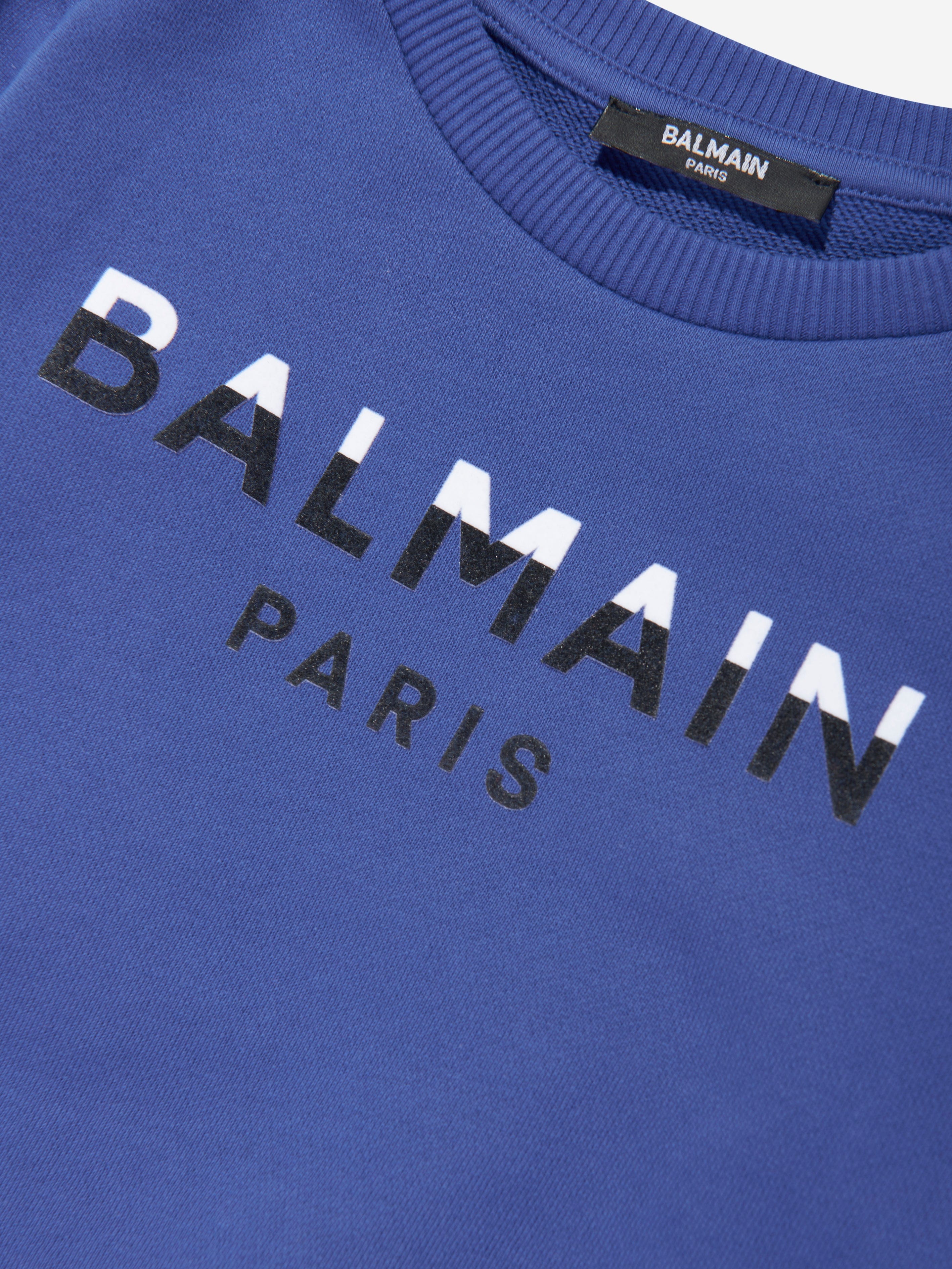 Balmain Boys Paris Logo Sweatshirt in Blue