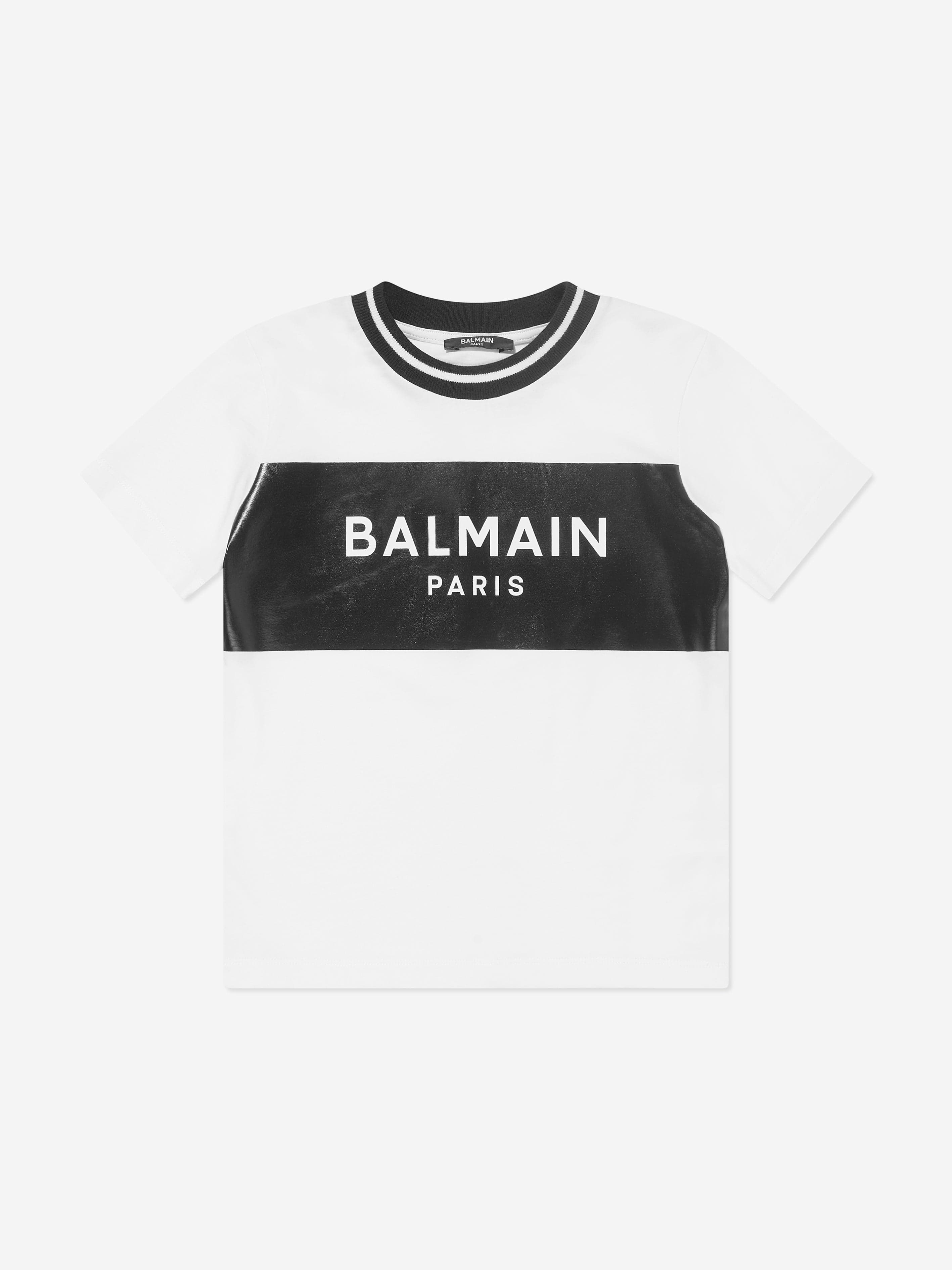 Balmain Boys Paris Logo T-Shirt in White