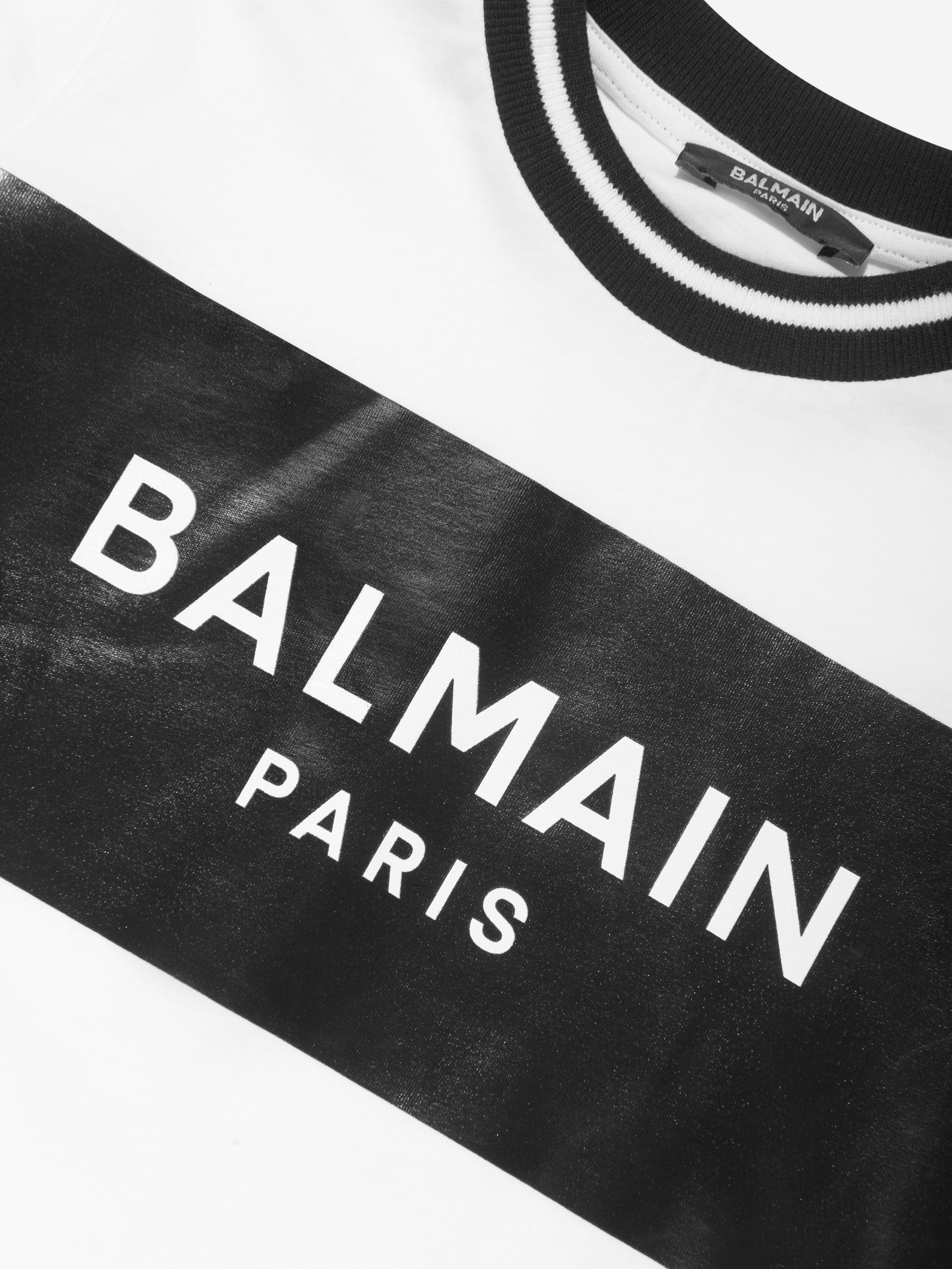 Balmain Boys Paris Logo T-Shirt in White