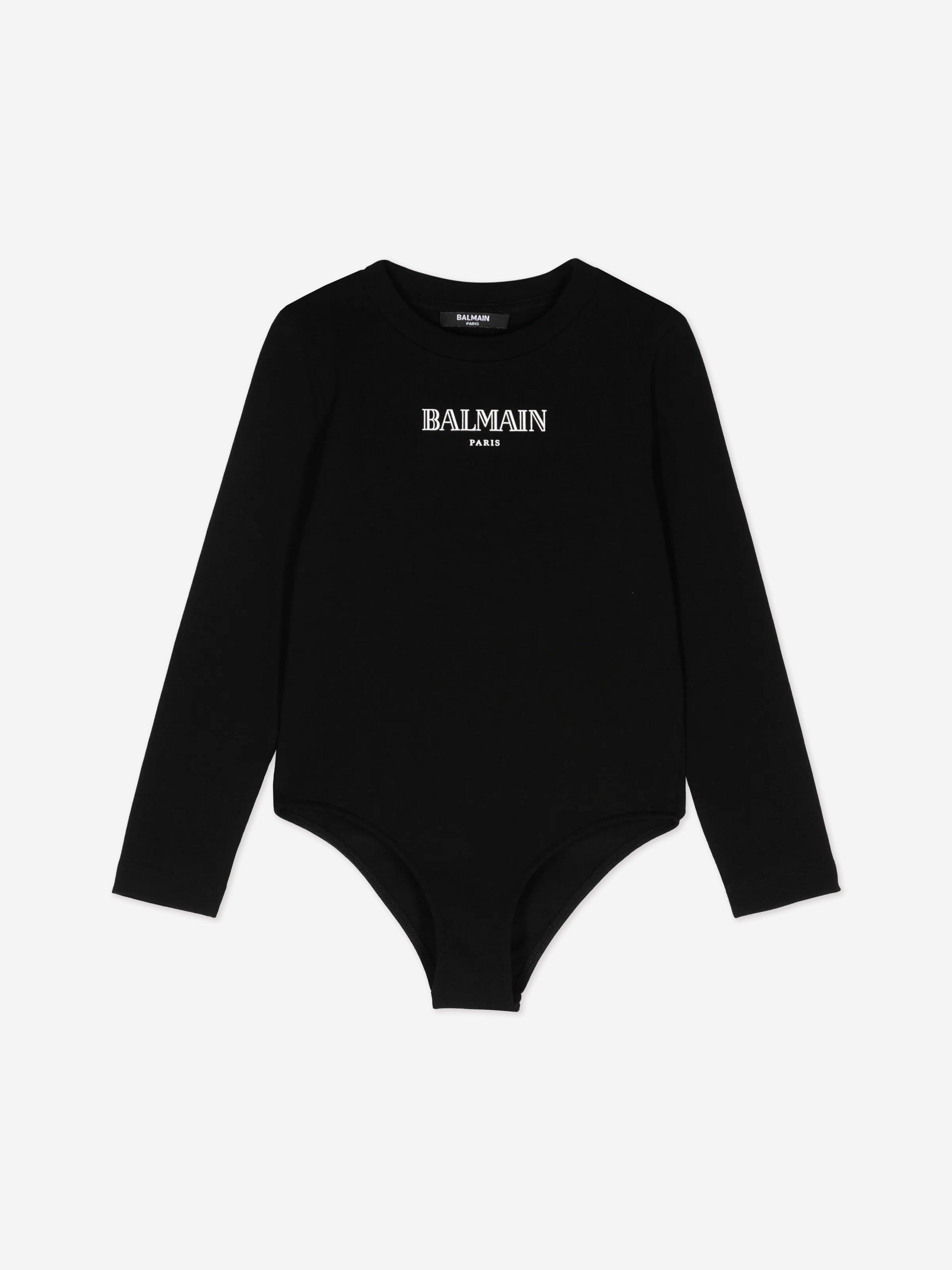 Balmain Girls Logo Bodysuit in Black