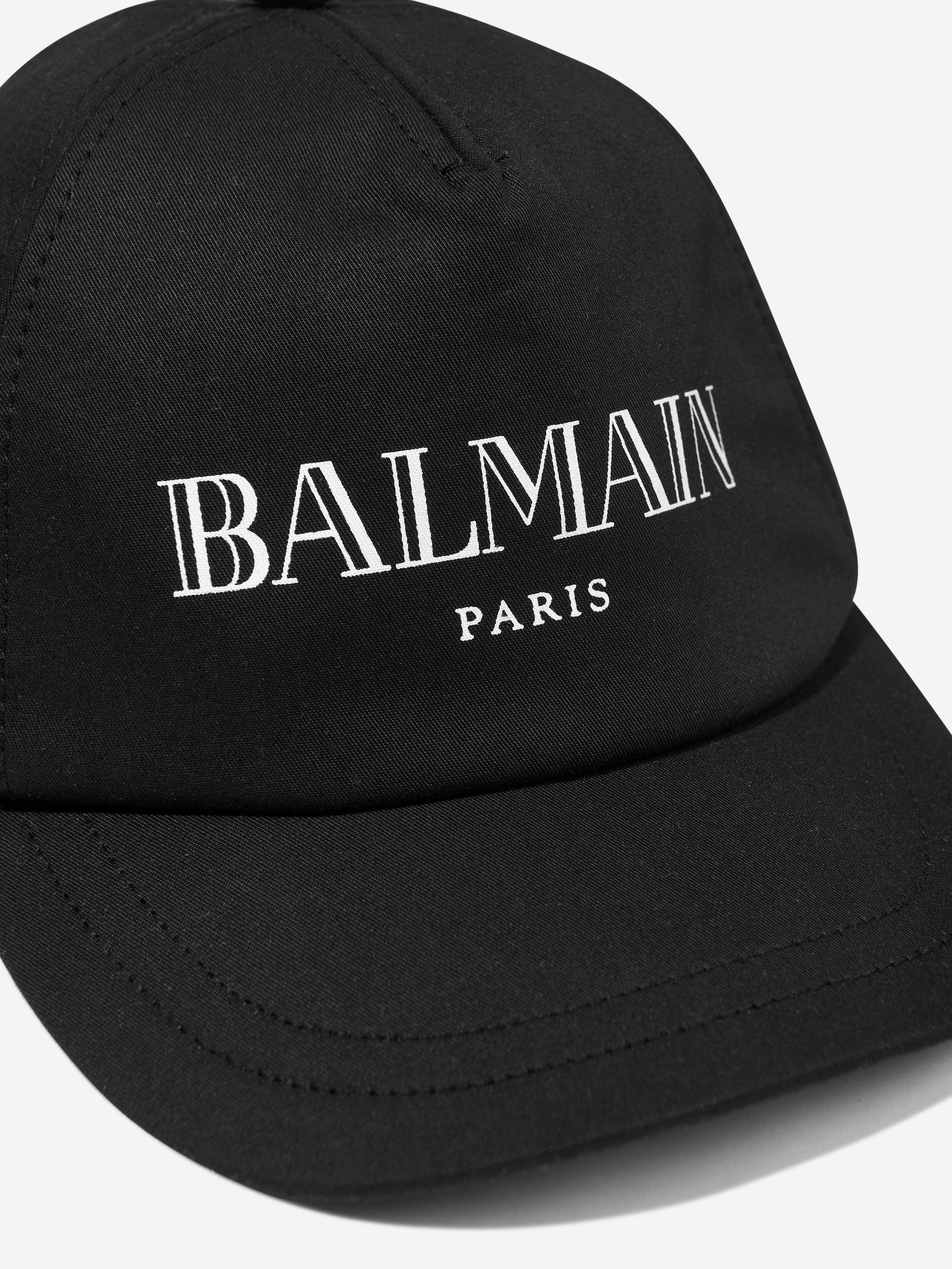 Balmain Kids Paris Logo Cap in Black