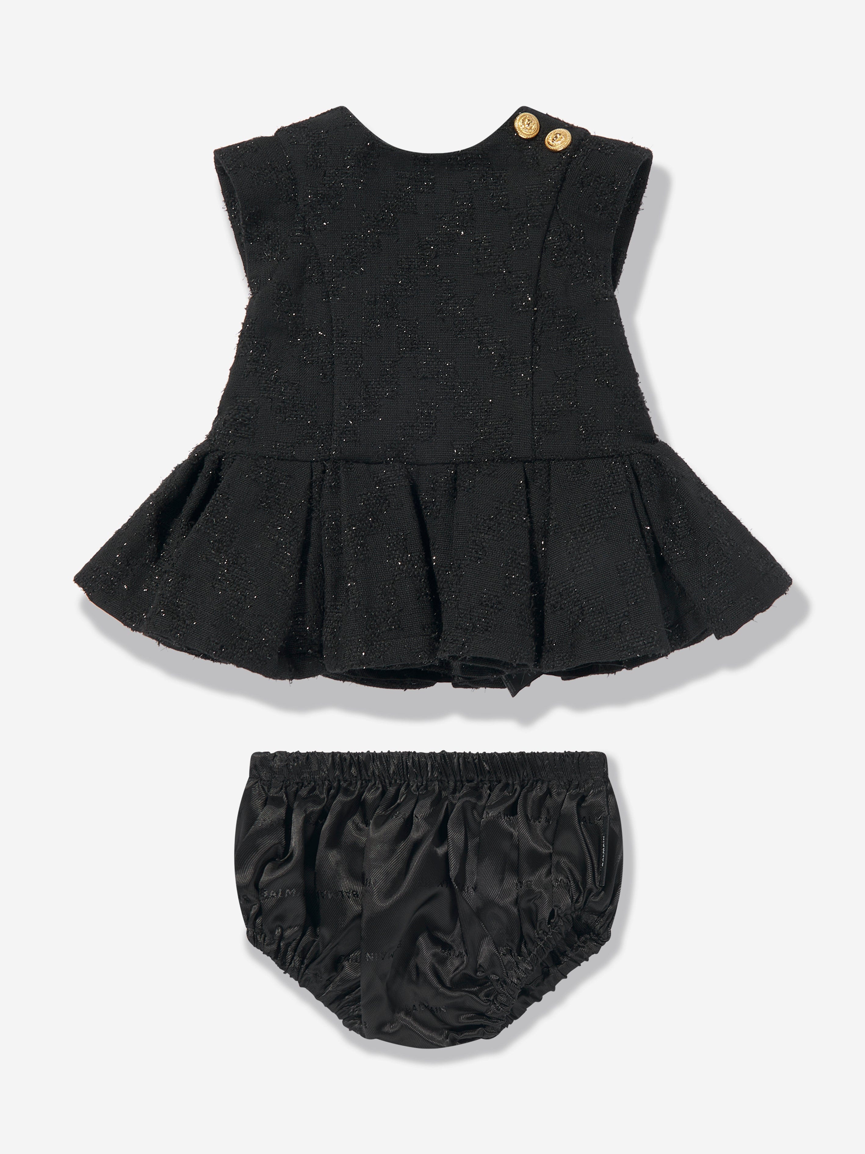 Balmain Baby Girls Dress With Knickers in Black