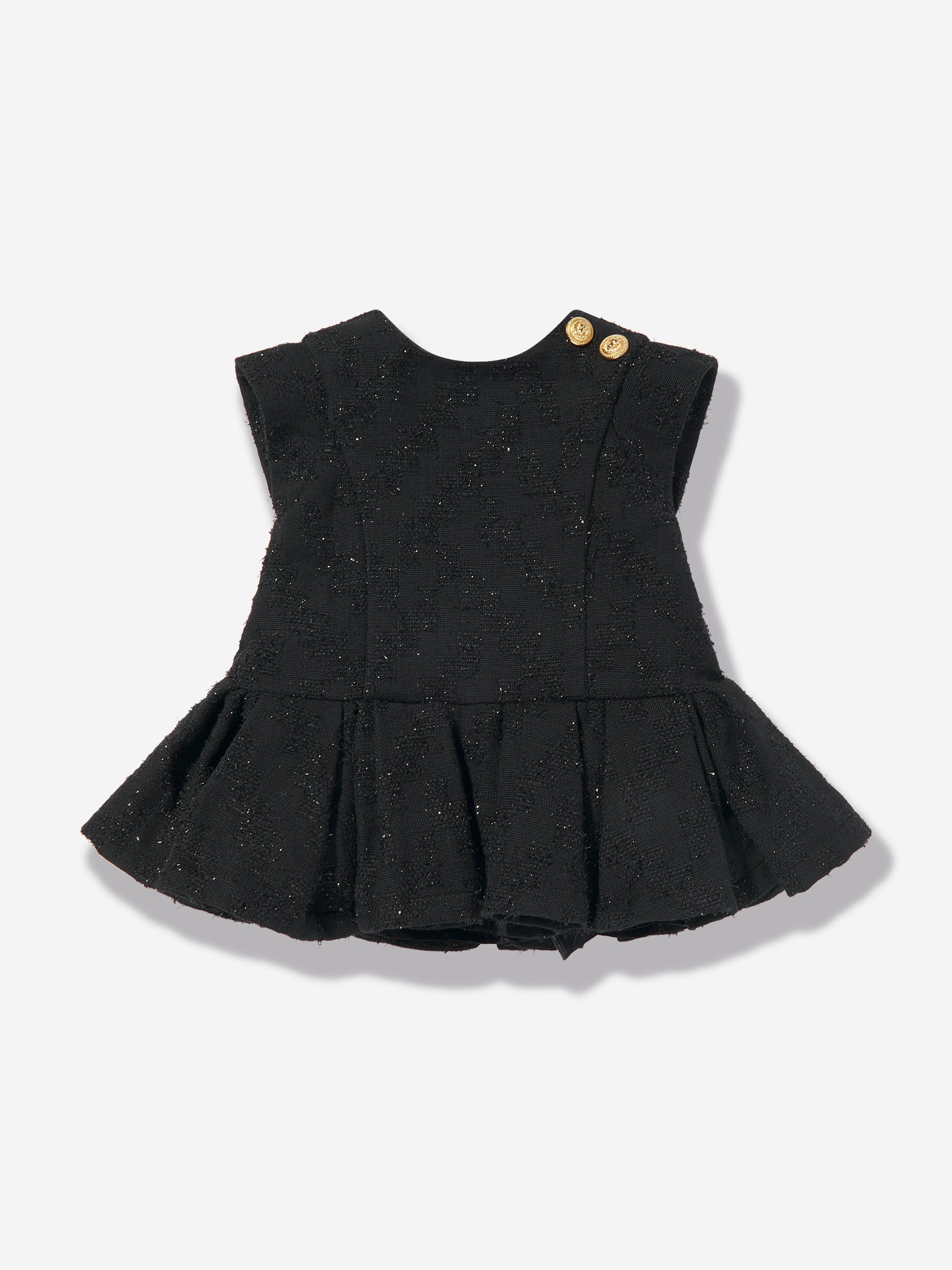 Balmain Baby Girls Dress With Knickers in Black