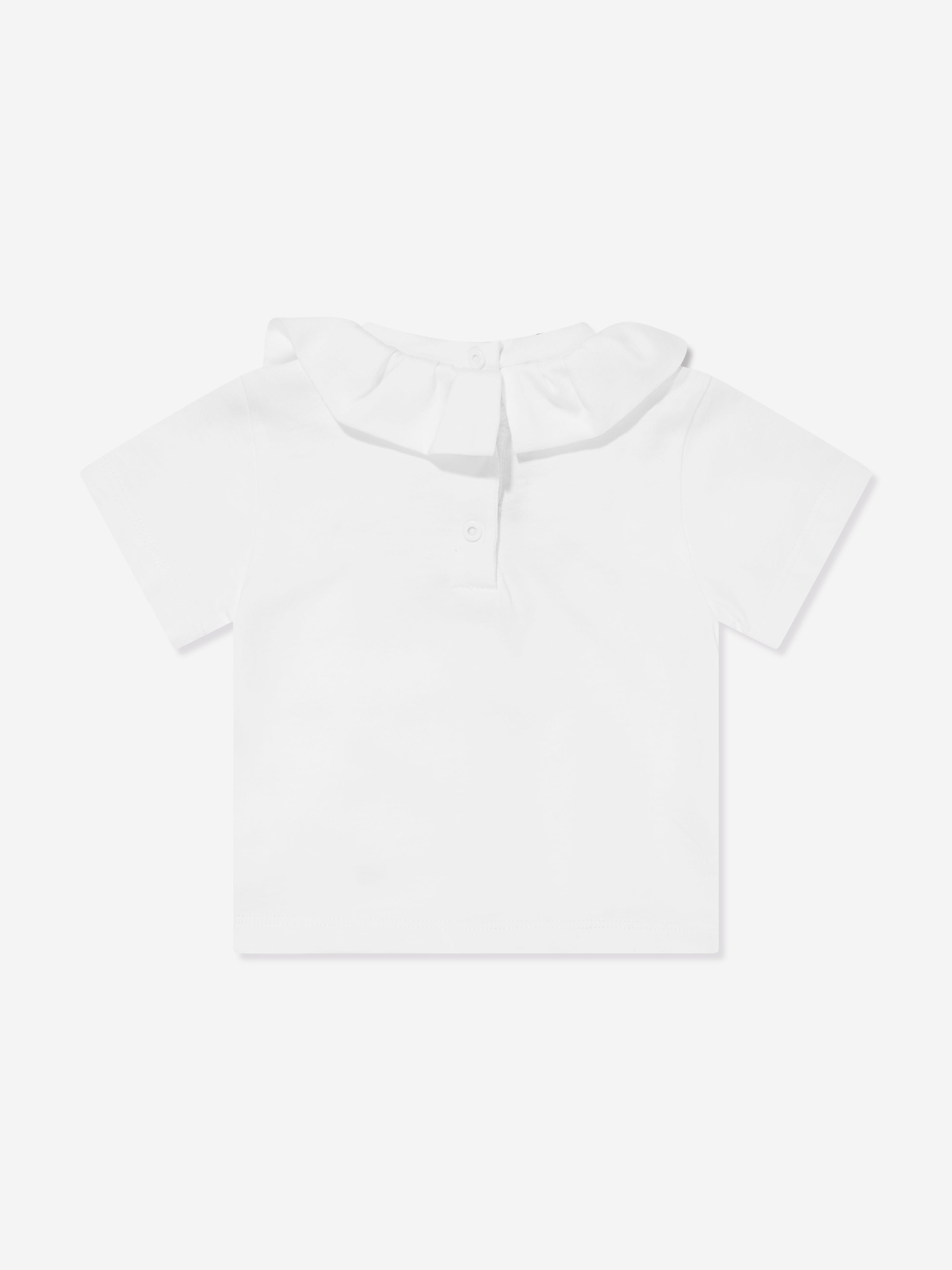 Balmain Baby Girls Frilly Collar Logo T-Shirt in White