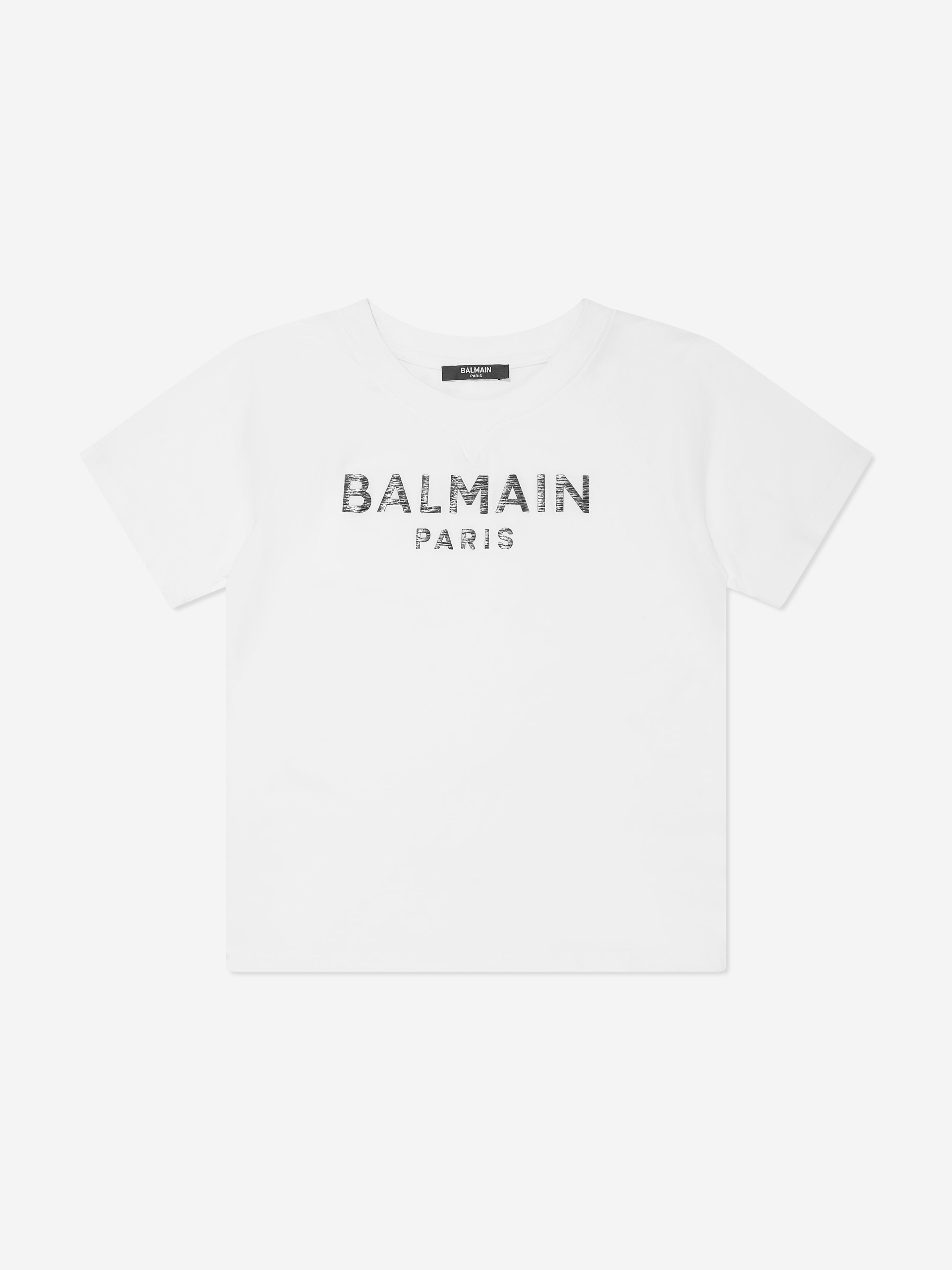 Balmain Kids Paris Logo T-Shirt in White