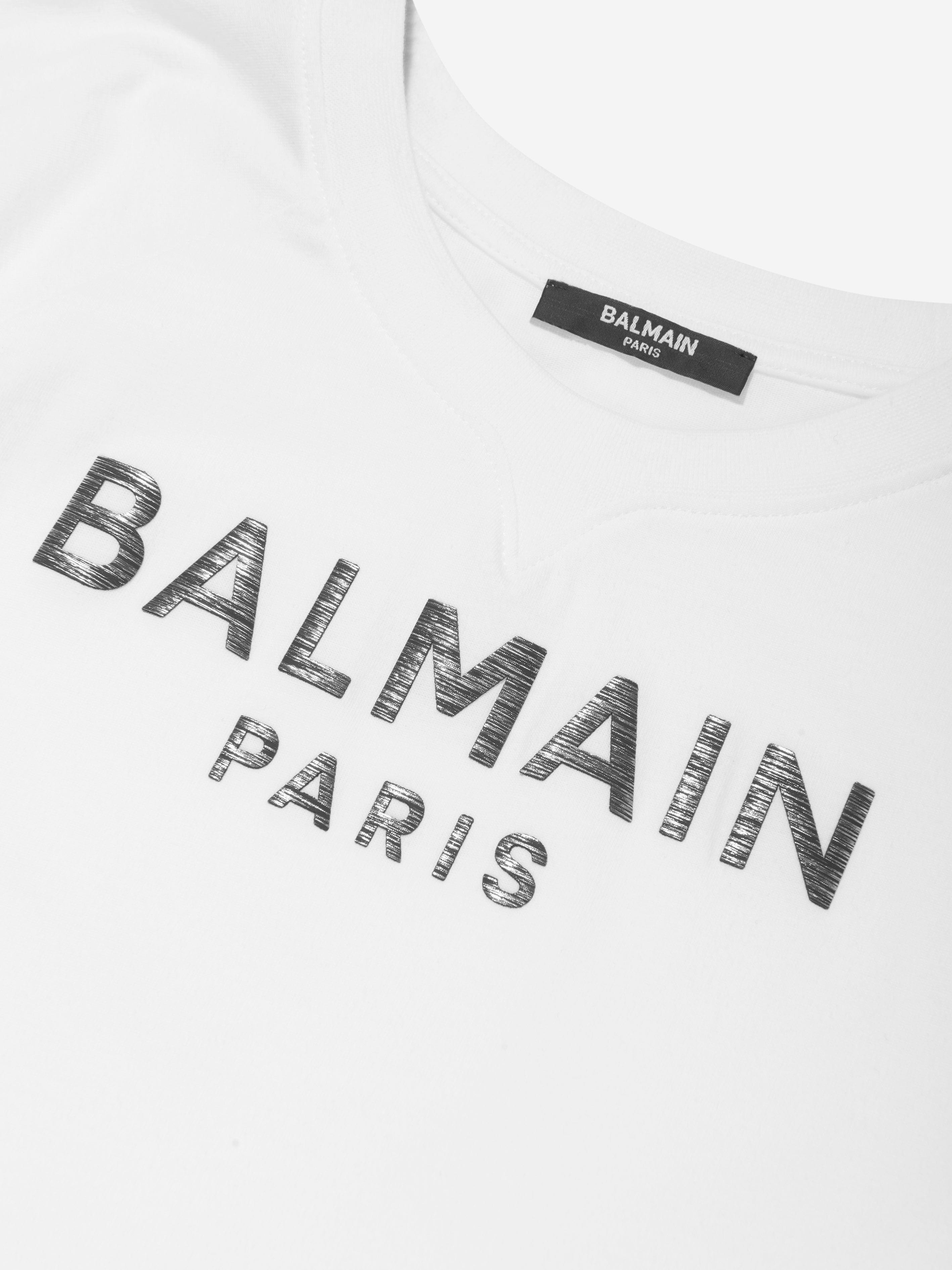 Balmain Kids Paris Logo T-Shirt in White