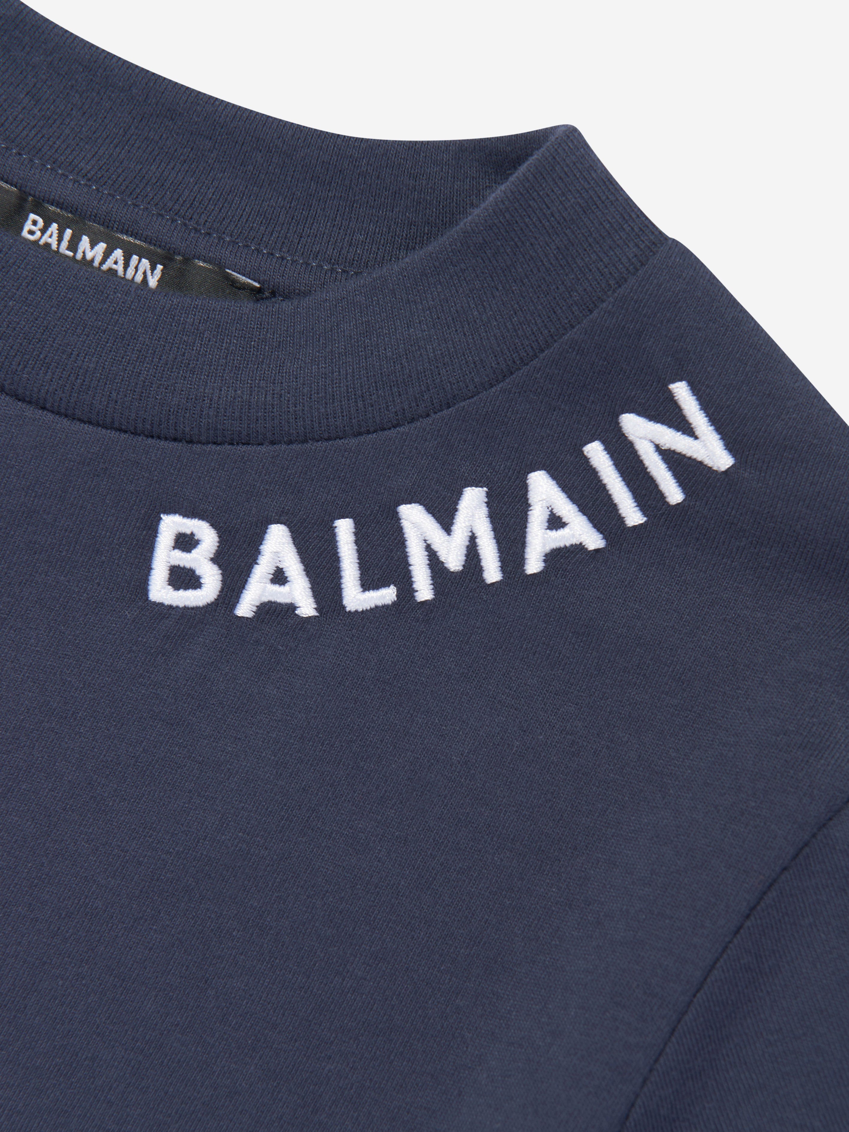 Balmain Kids Logo T-Shirt in Navy