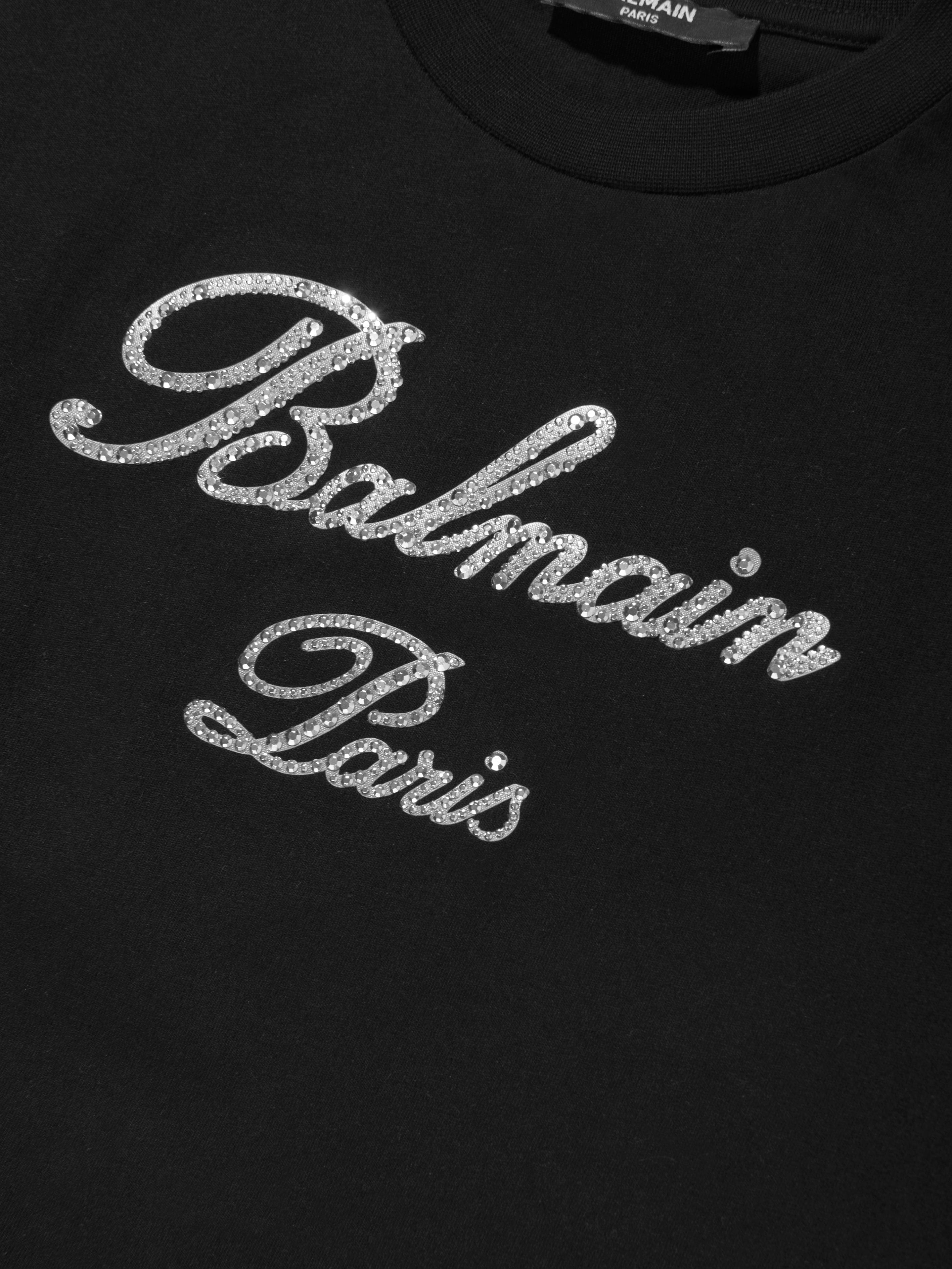 Balmain Kids Paris Logo T-Shirt in Black