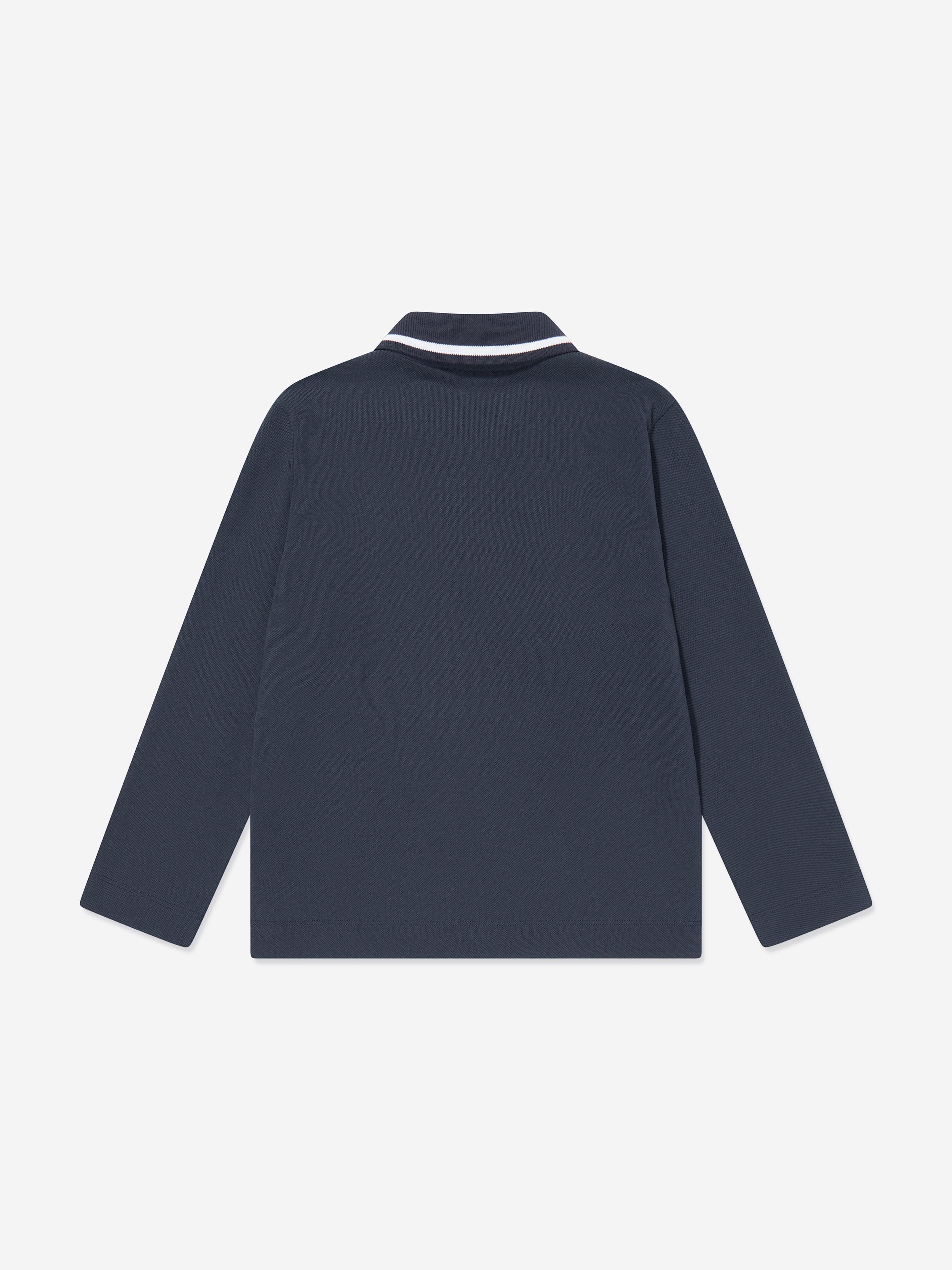 Balmain Boys Long Sleeve Polo Shirt in Navy