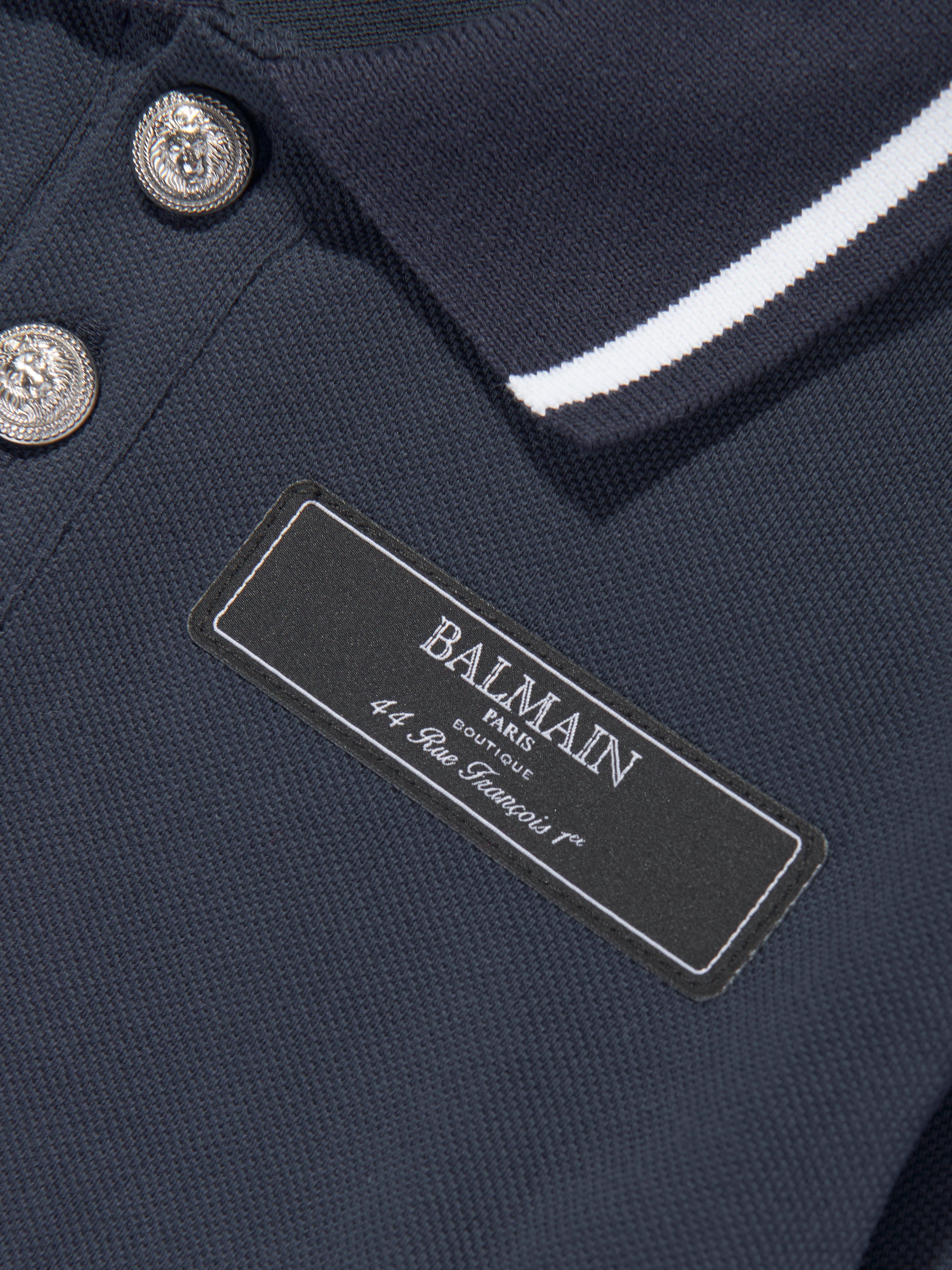 Balmain Boys Long Sleeve Polo Shirt in Navy