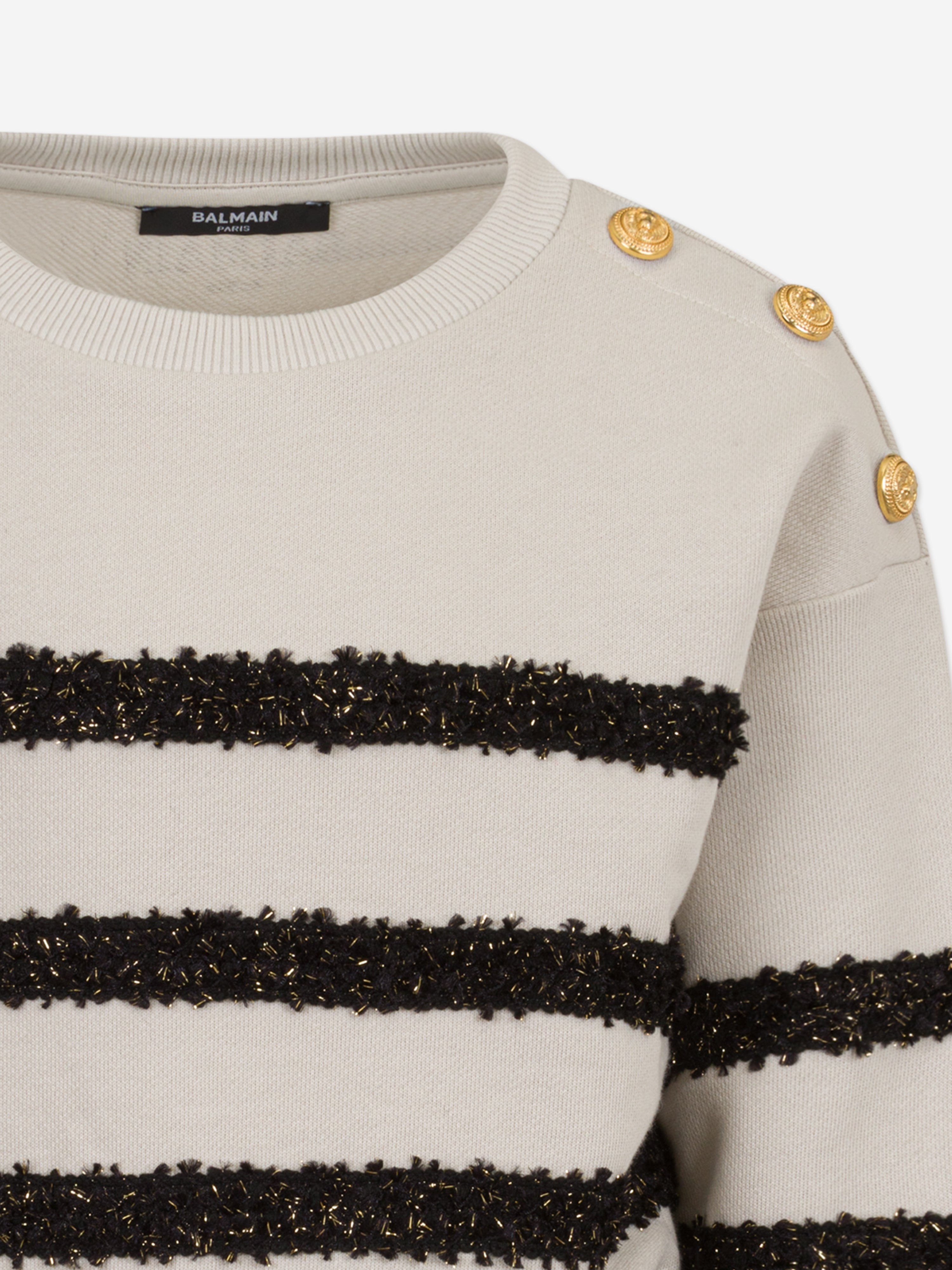 Balmain Girls Striped Sweatshirt in Beige