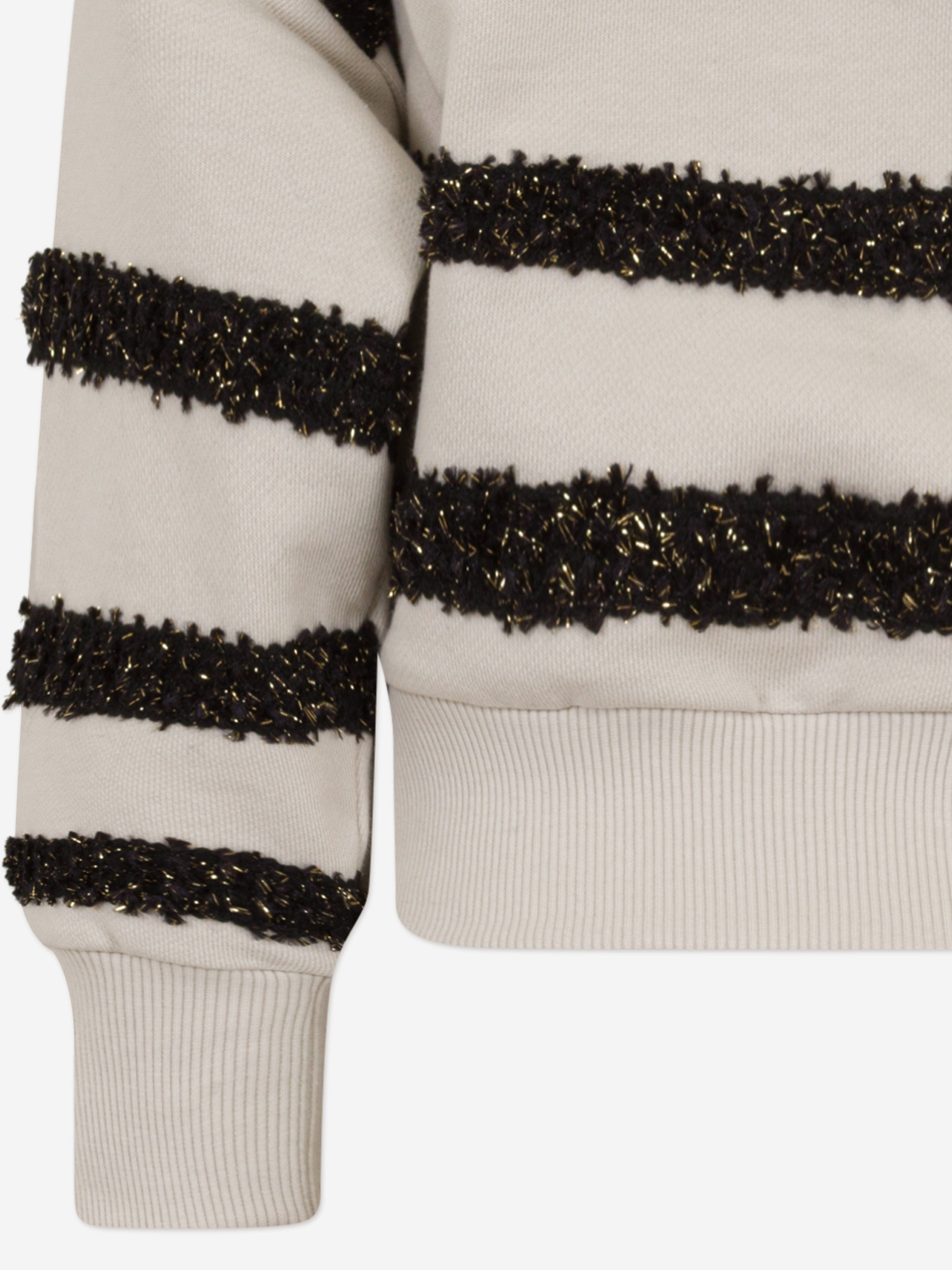 Balmain Girls Striped Sweatshirt in Beige