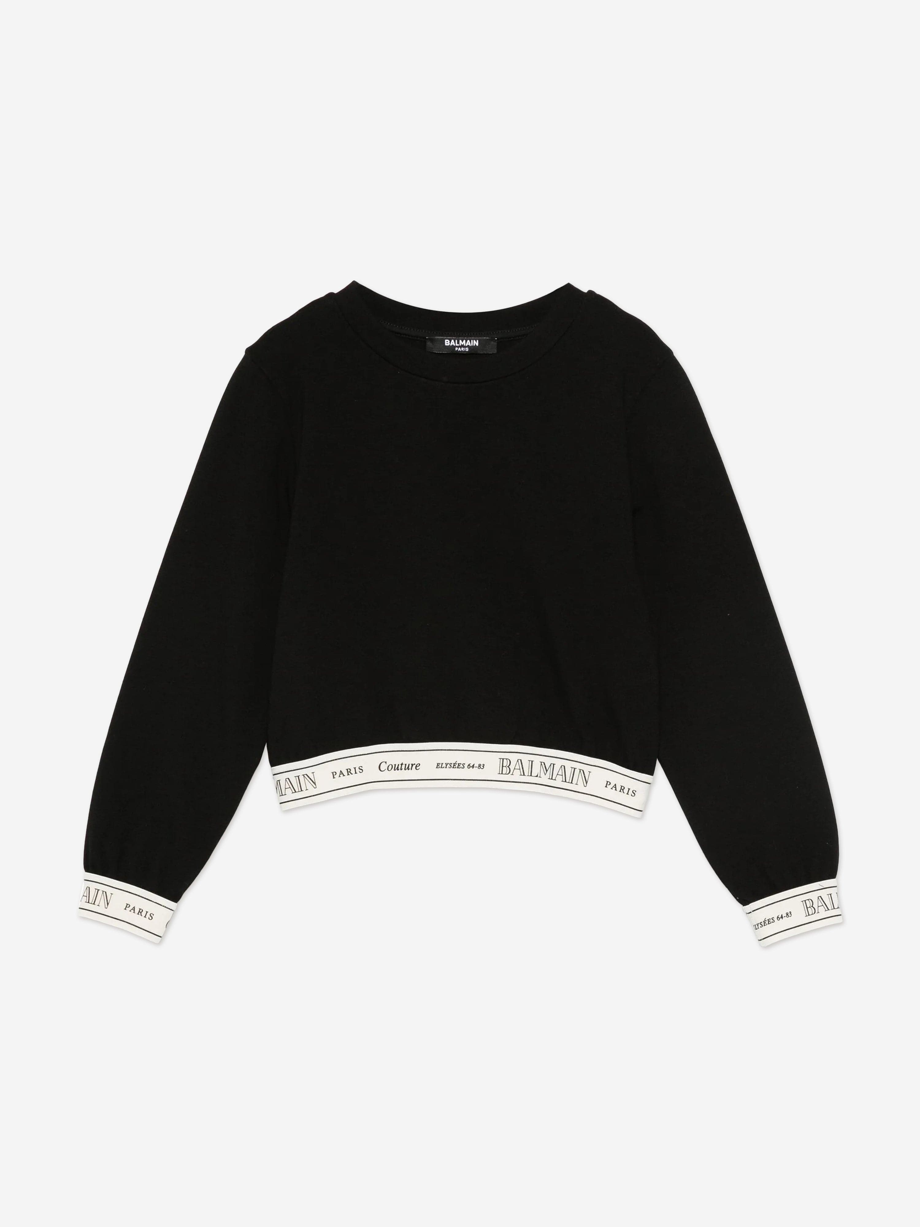 Balmain Girls Logo Band Sweatshirt in Black