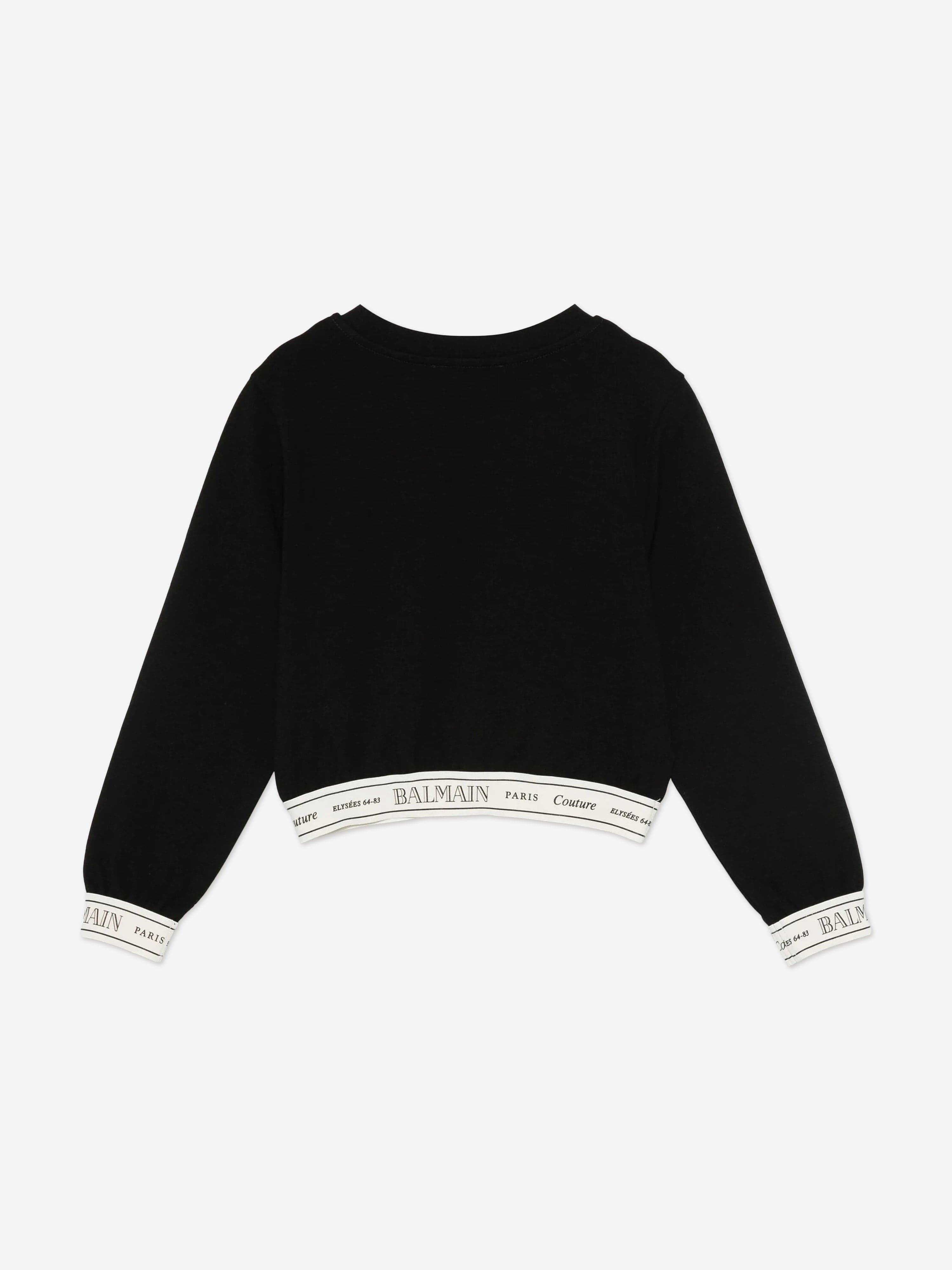 Balmain Girls Logo Band Sweatshirt in Black