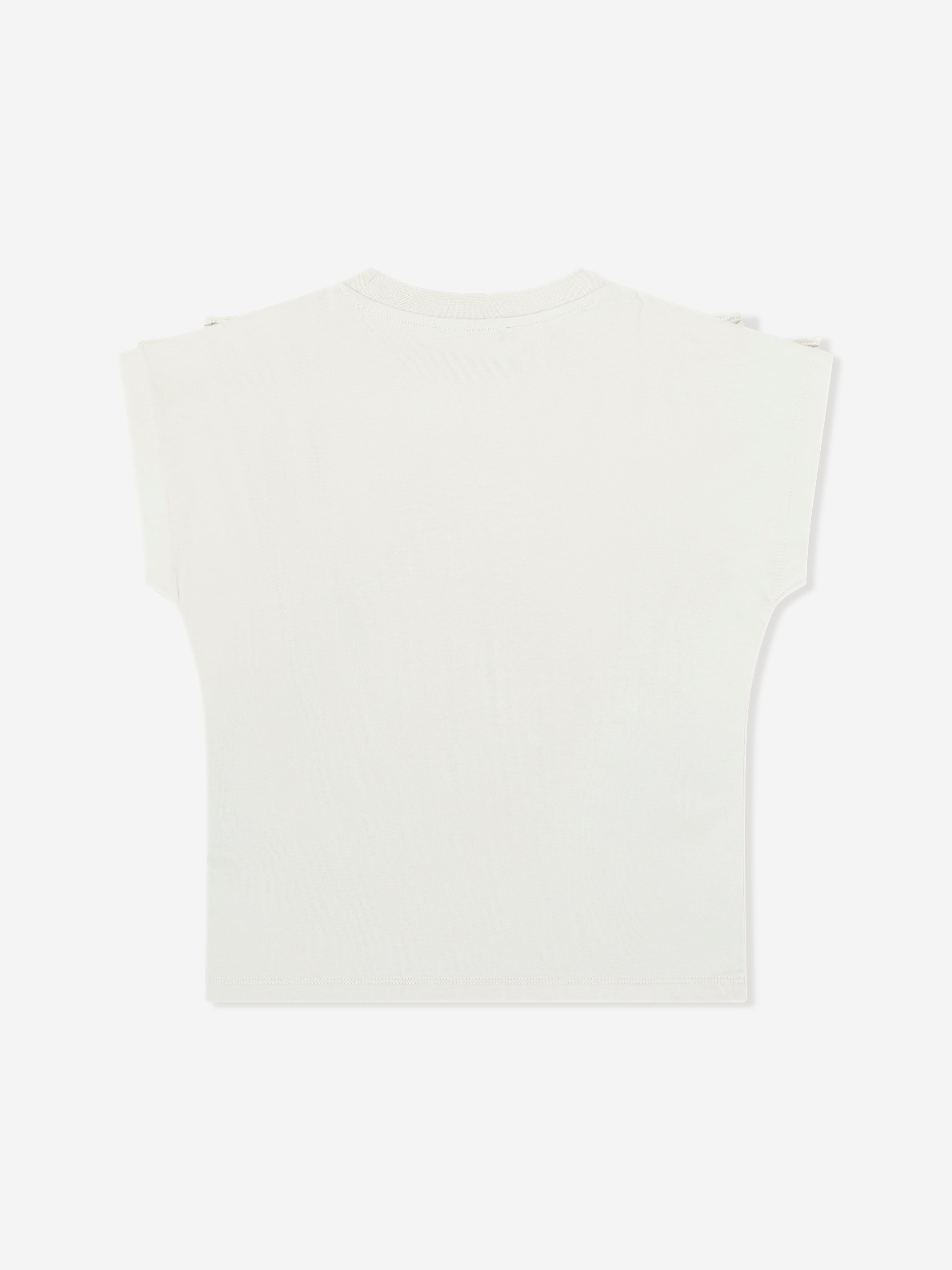 Balmain Girls Logo Ruffle Top in Beige