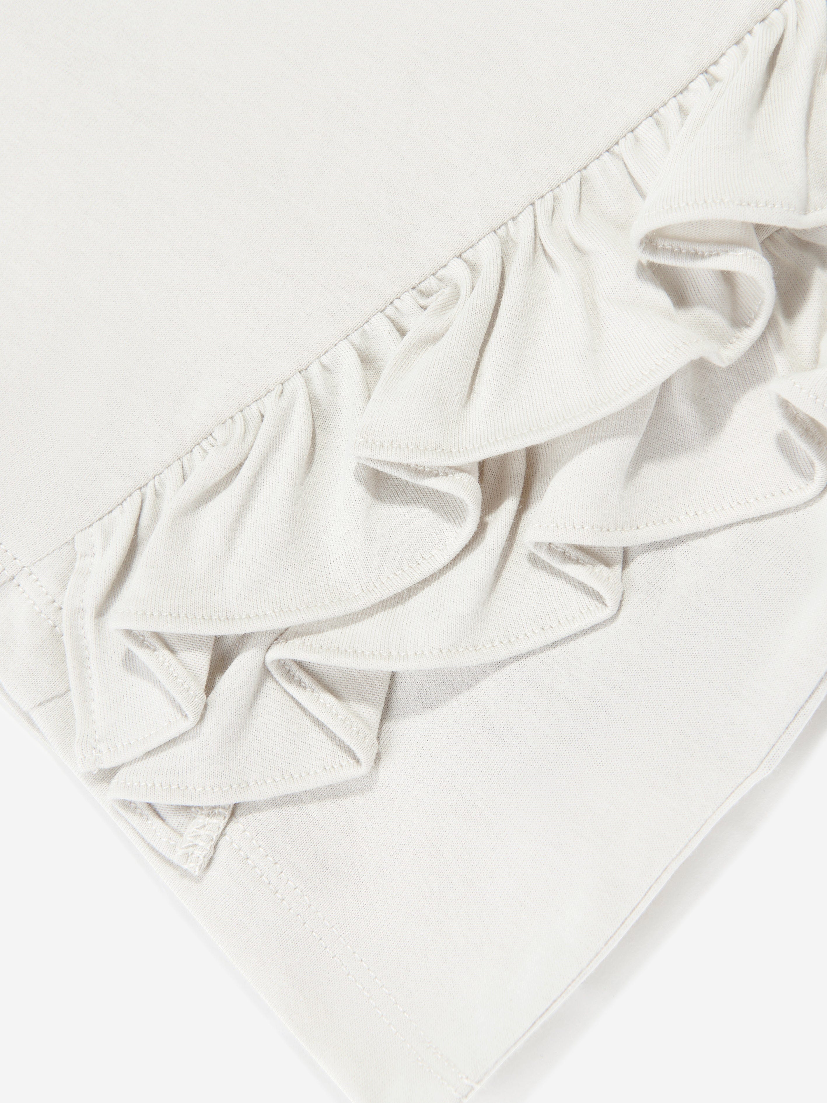 Balmain Girls Logo Ruffle Top in Beige