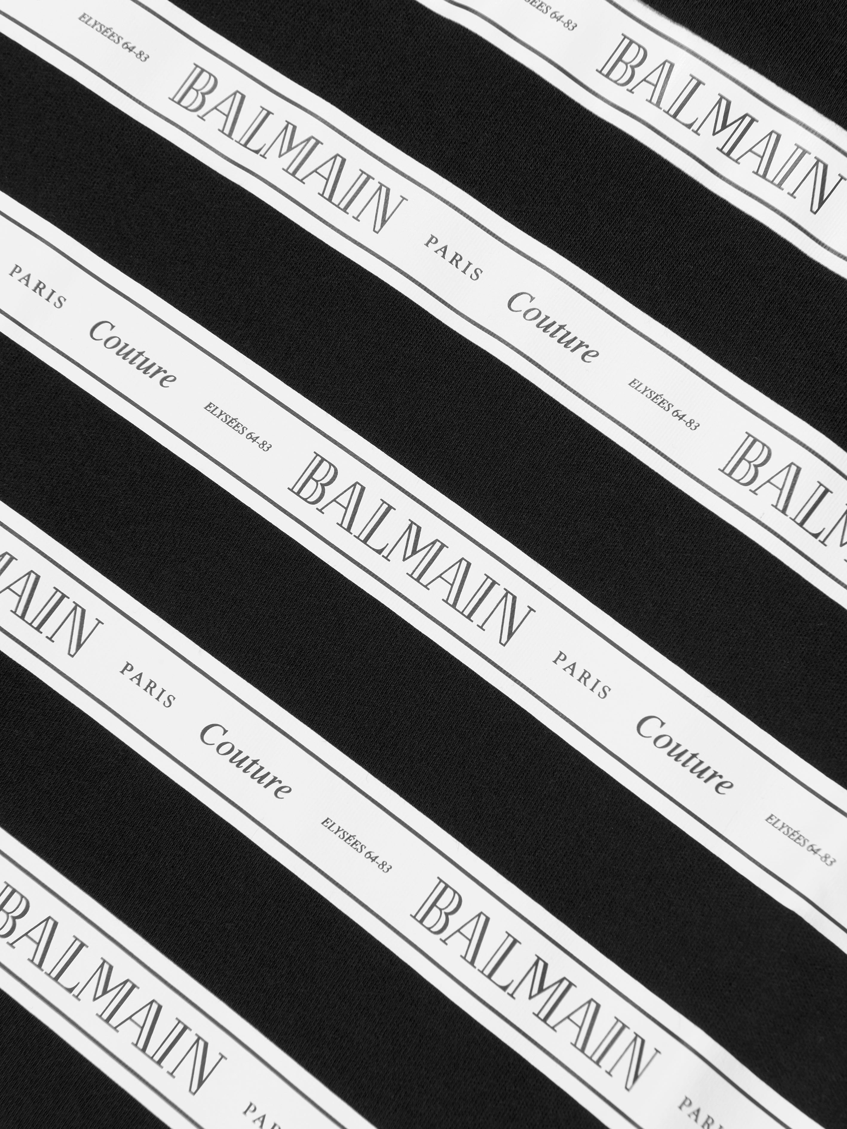 Balmain Kids Striped Logo T-Shirt in Black