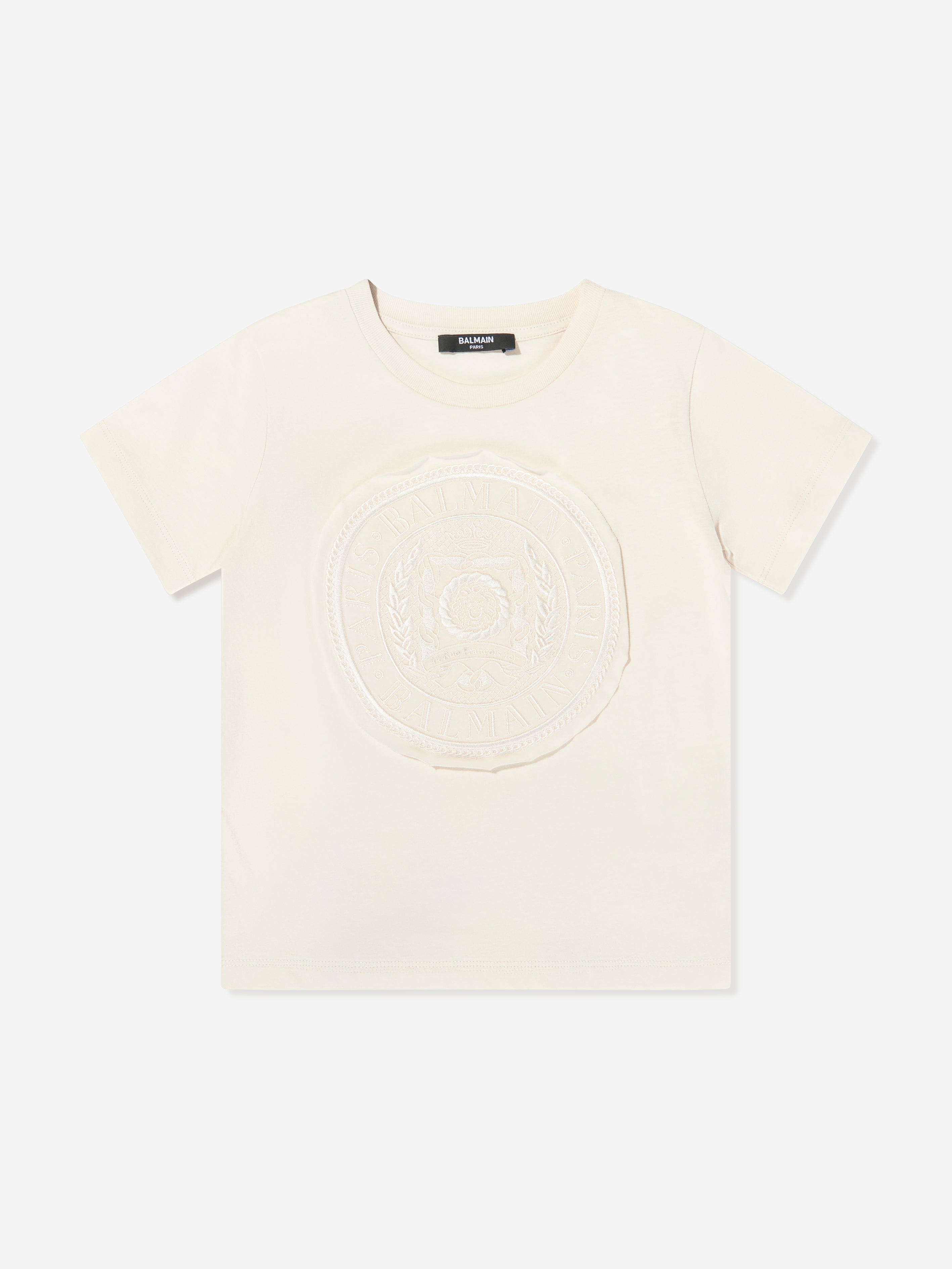 Balmain Boys Logo T-Shirt in Beige