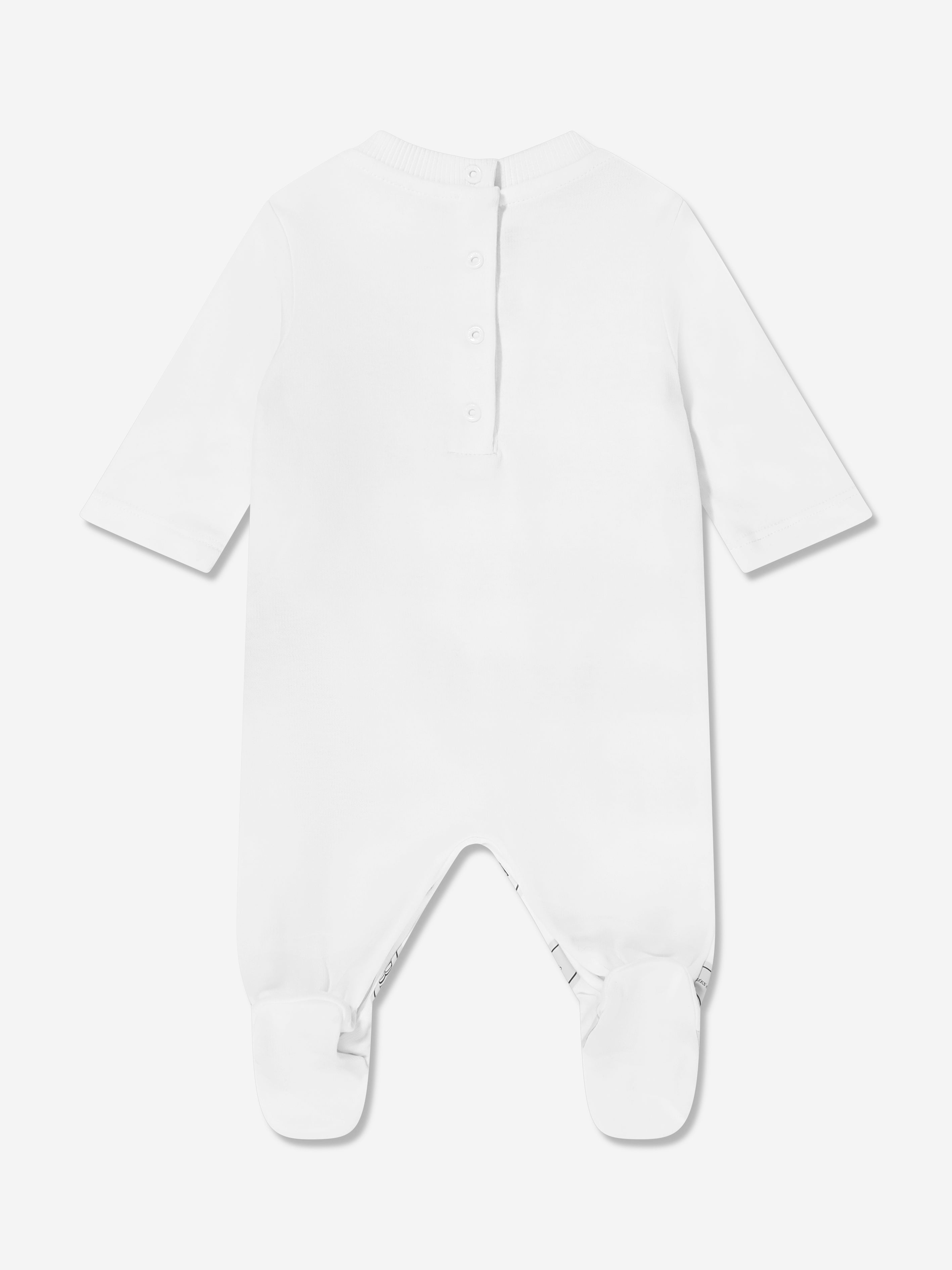 Balmain Baby Striped Logo Babygrow in White