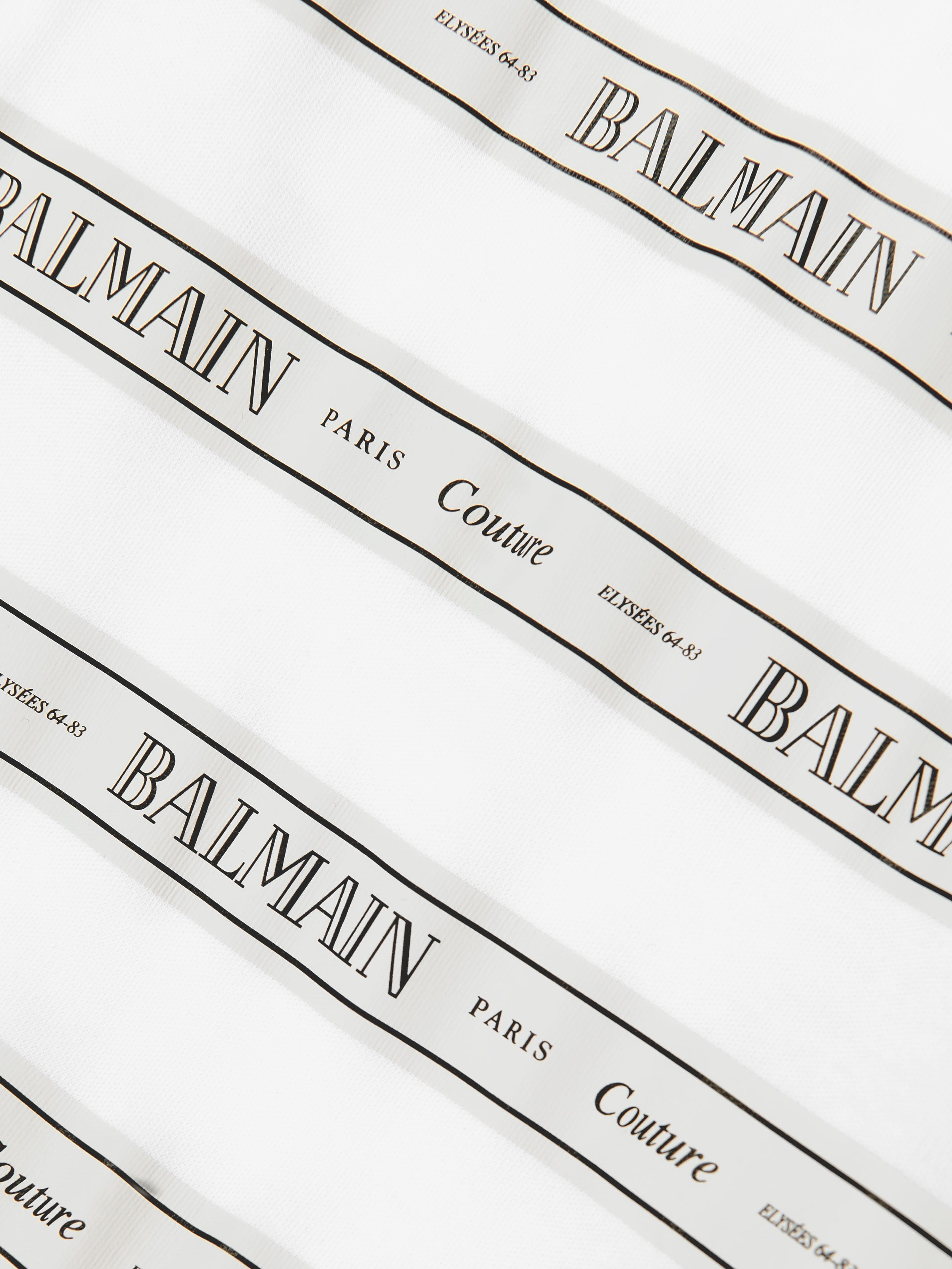 Balmain Baby Striped Logo Babygrow in White