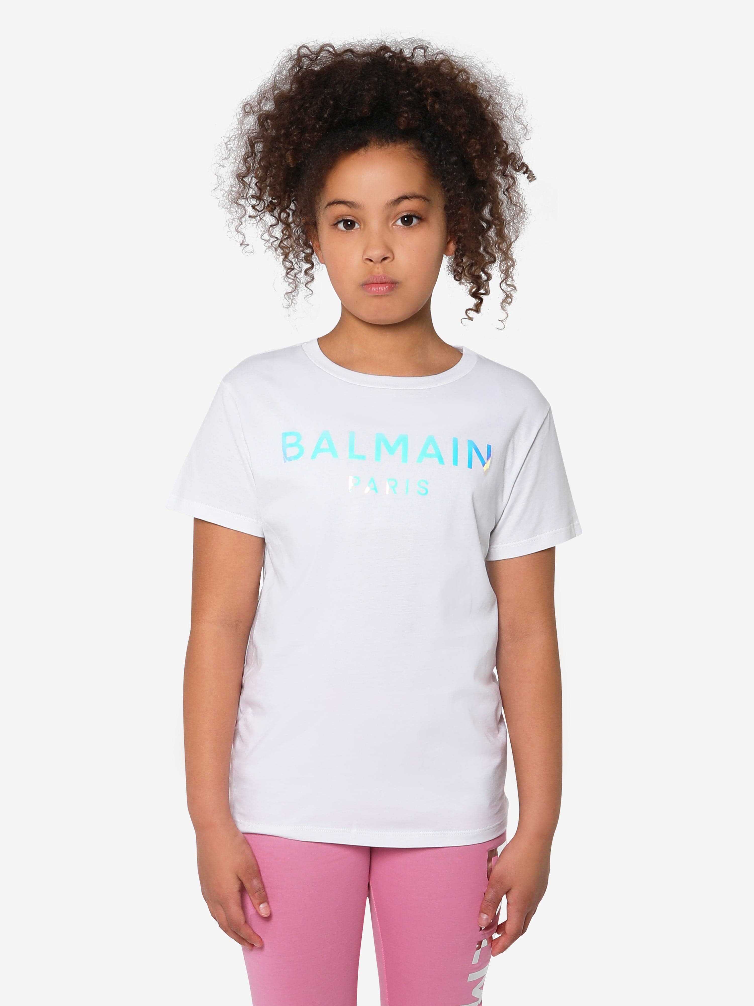 Balmain Girls Logo T-Shirt in White