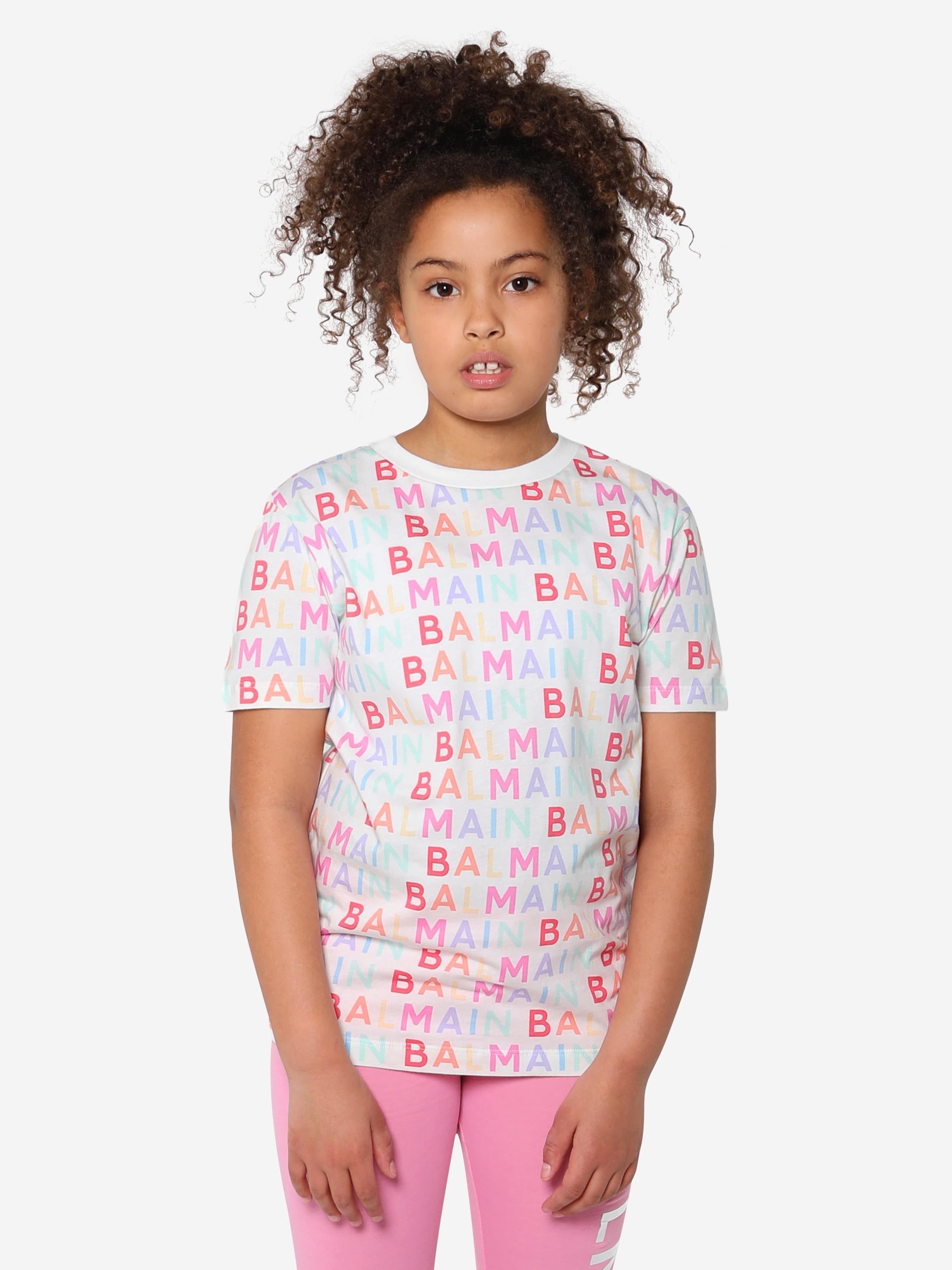 Balmain Kids Logo Print T-Shirt in Multicolour