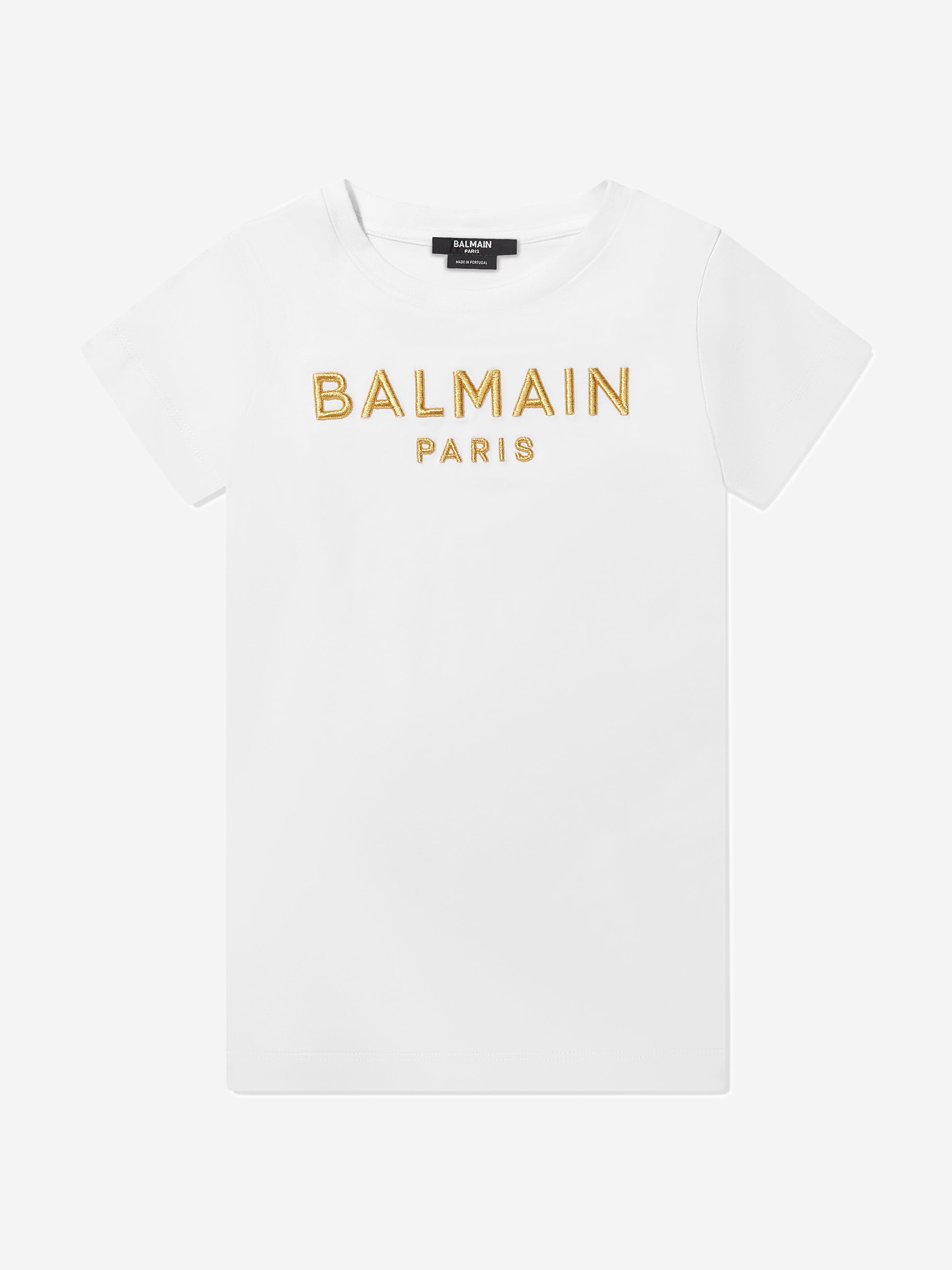 Balmain Girls Logo Jersey Dress in White