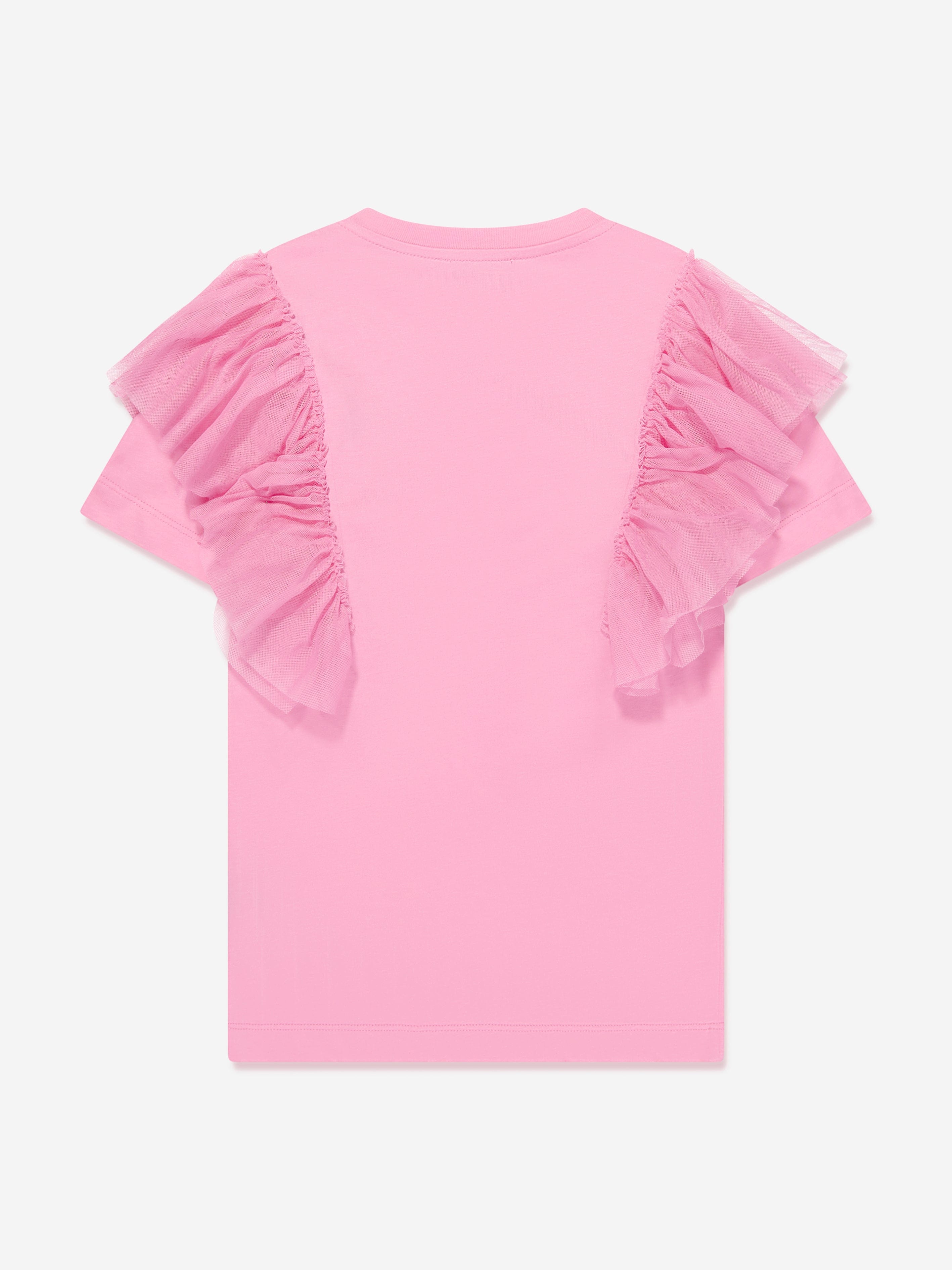 Balmain Girls Tulle Trim Jersey Dress in Pink