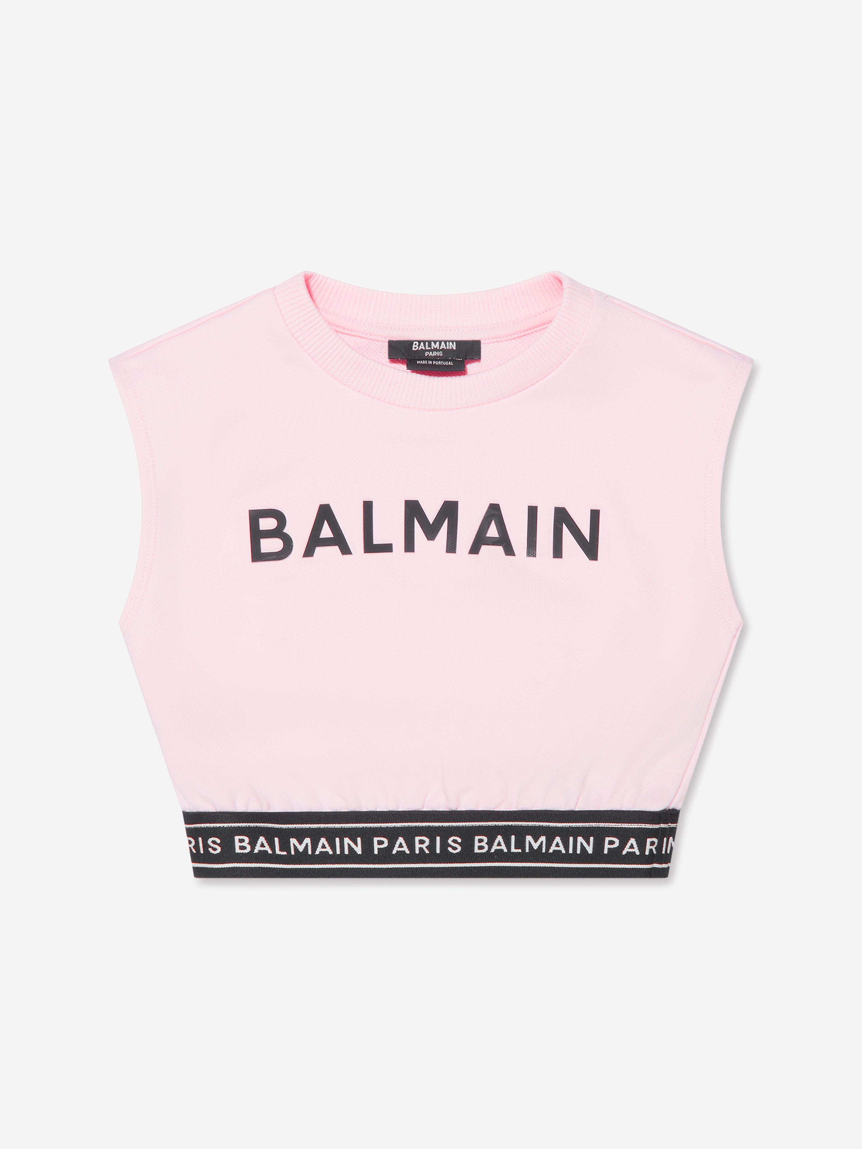 Balmain Girls Sleeveless Sweatshirt in Pink