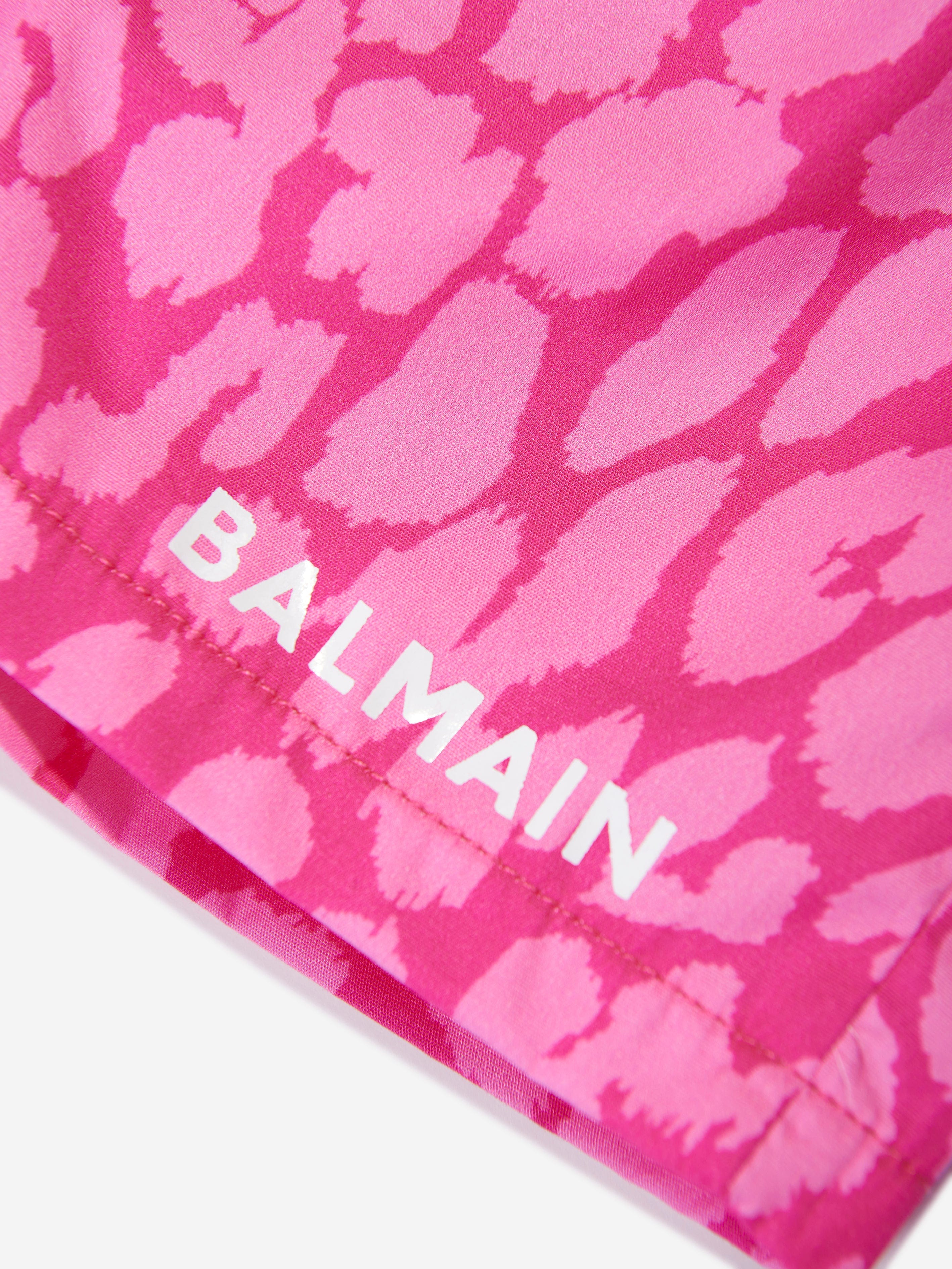 Balmain Baby Girls Leopard Print Shorts in Pink