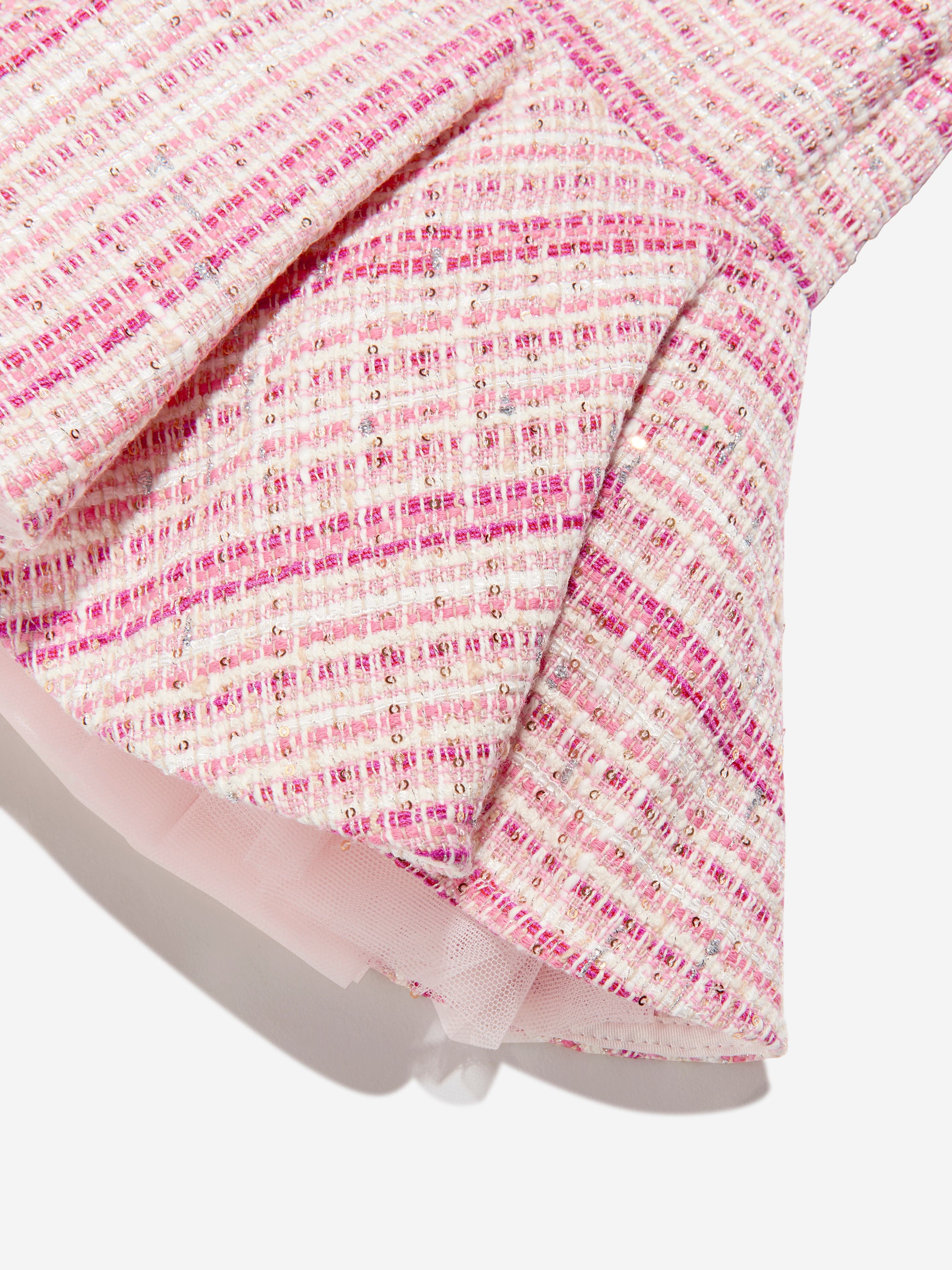 Balmain Girls Tweed Logo Skirt in Pink