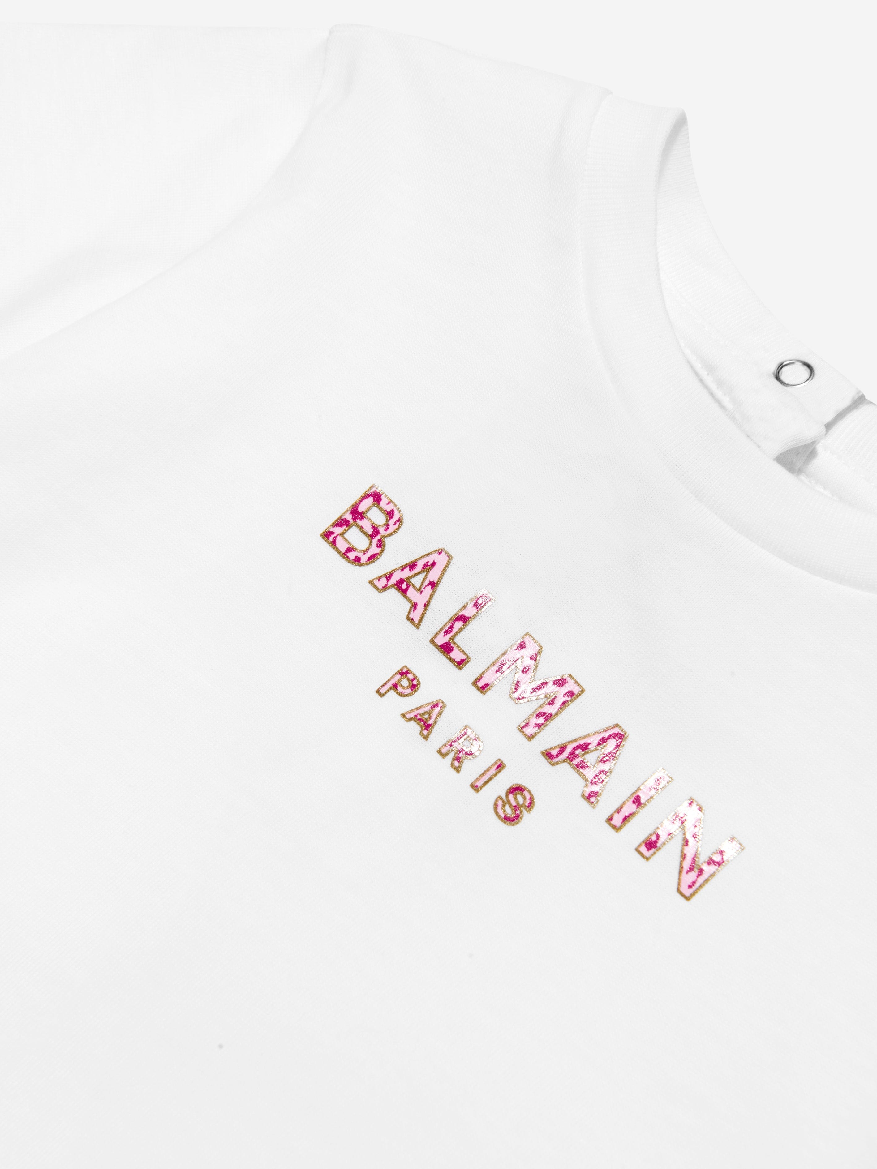 Balmain Baby Girls Logo T-Shirt in White