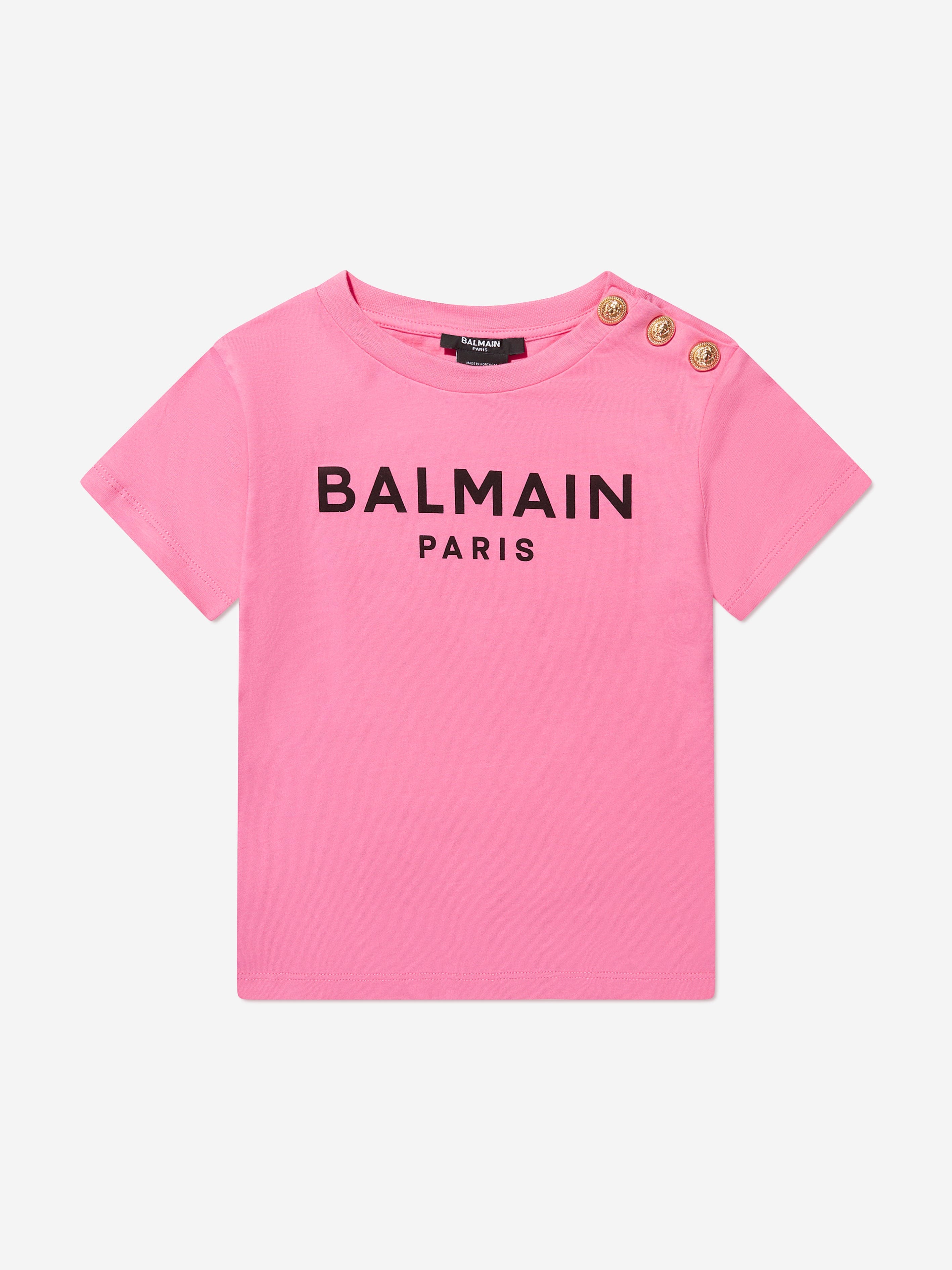 Balmain Girls Logo T-Shirt in Pink