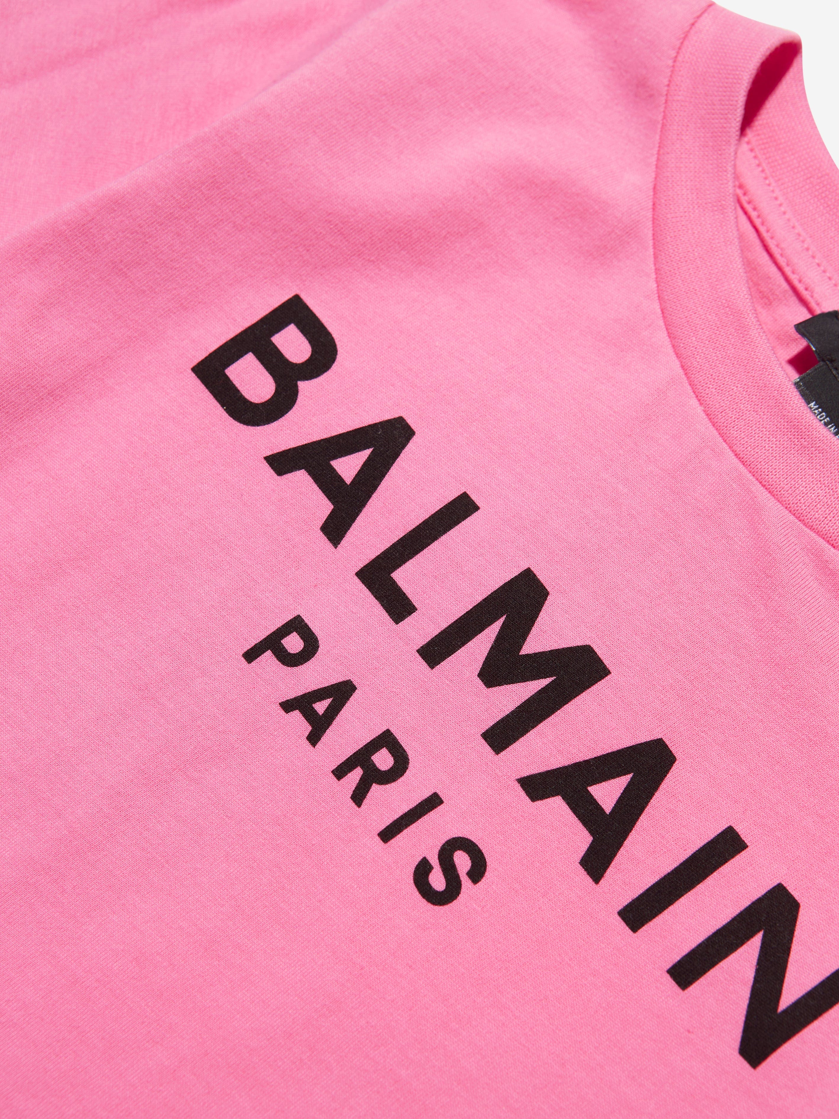 Balmain Girls Logo T-Shirt in Pink