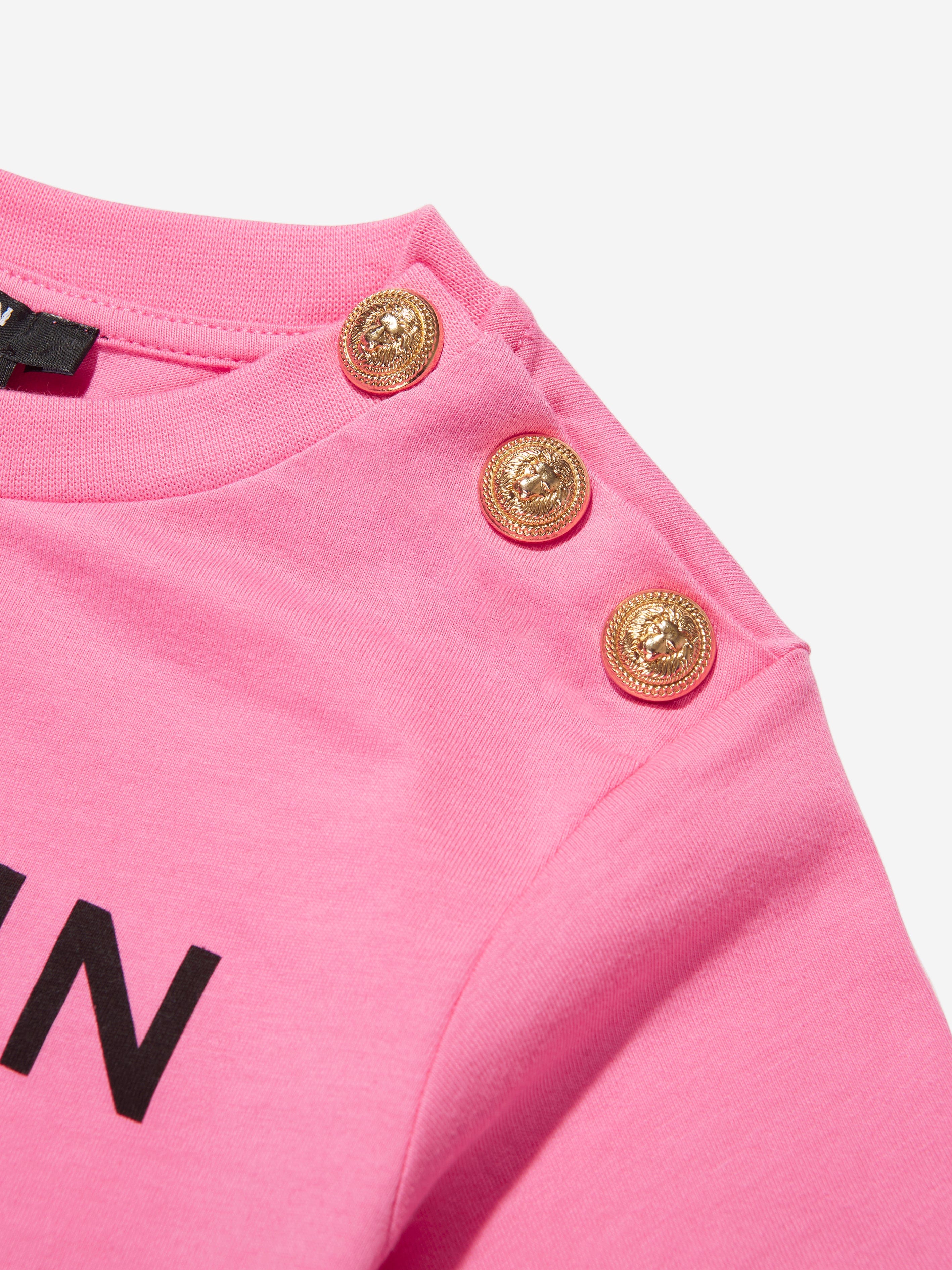 Balmain Girls Logo T-Shirt in Pink