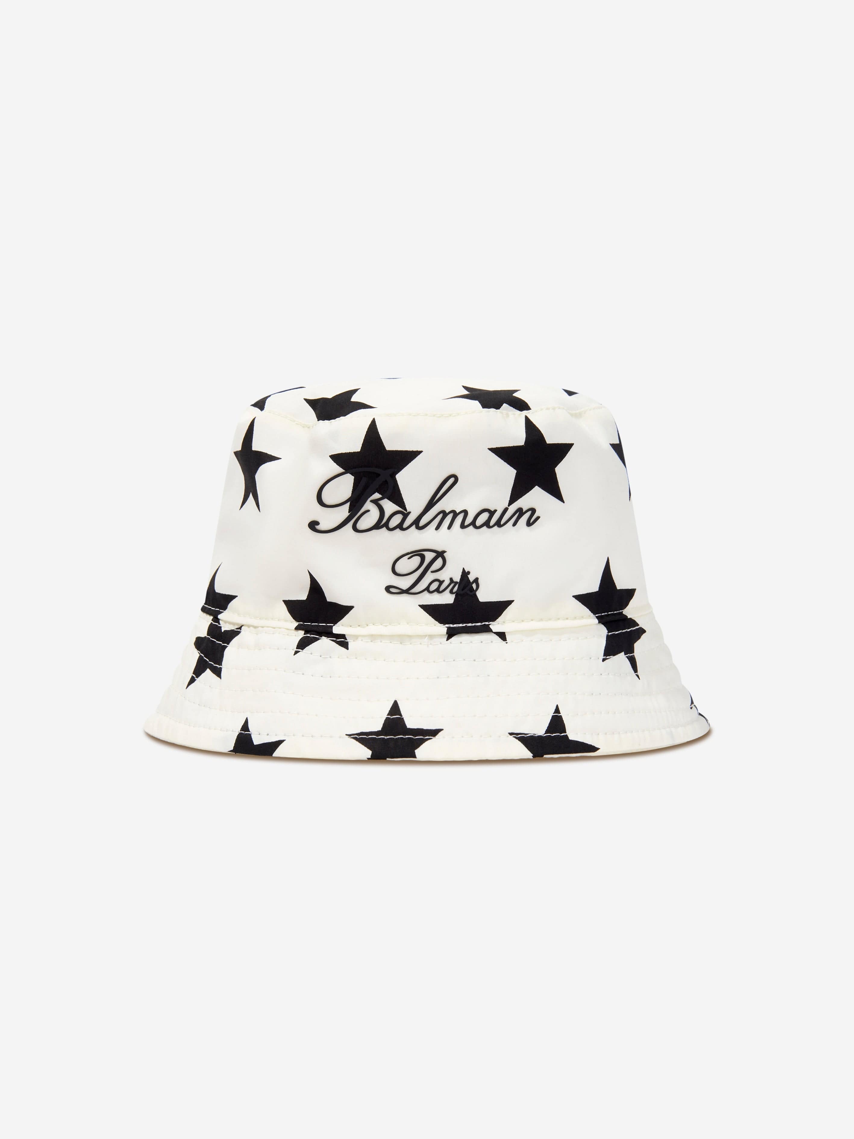 Balmain Baby Star Bucket Hat in Ivory