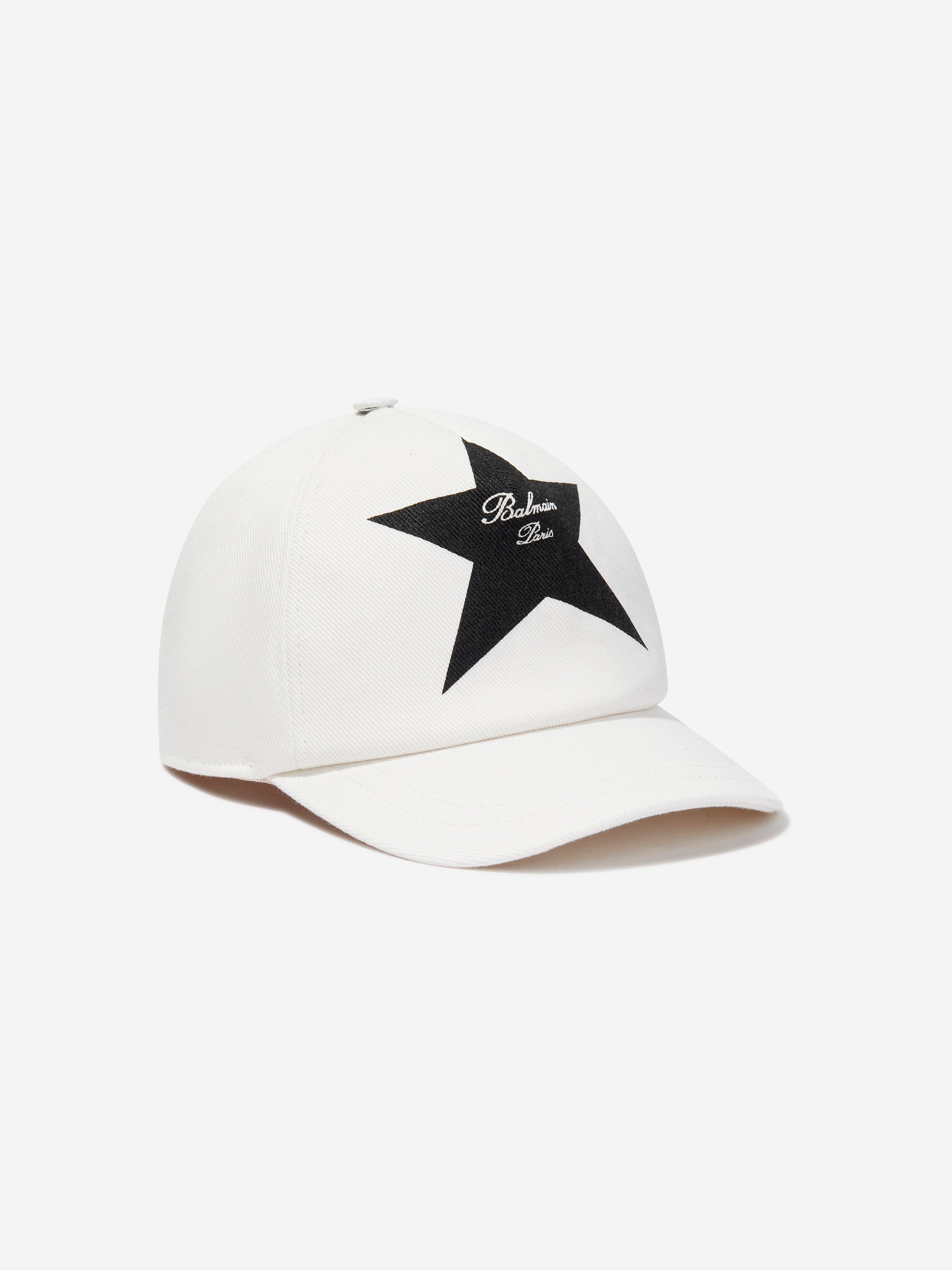 Balmain Kids Star Logo Cap in Ivory