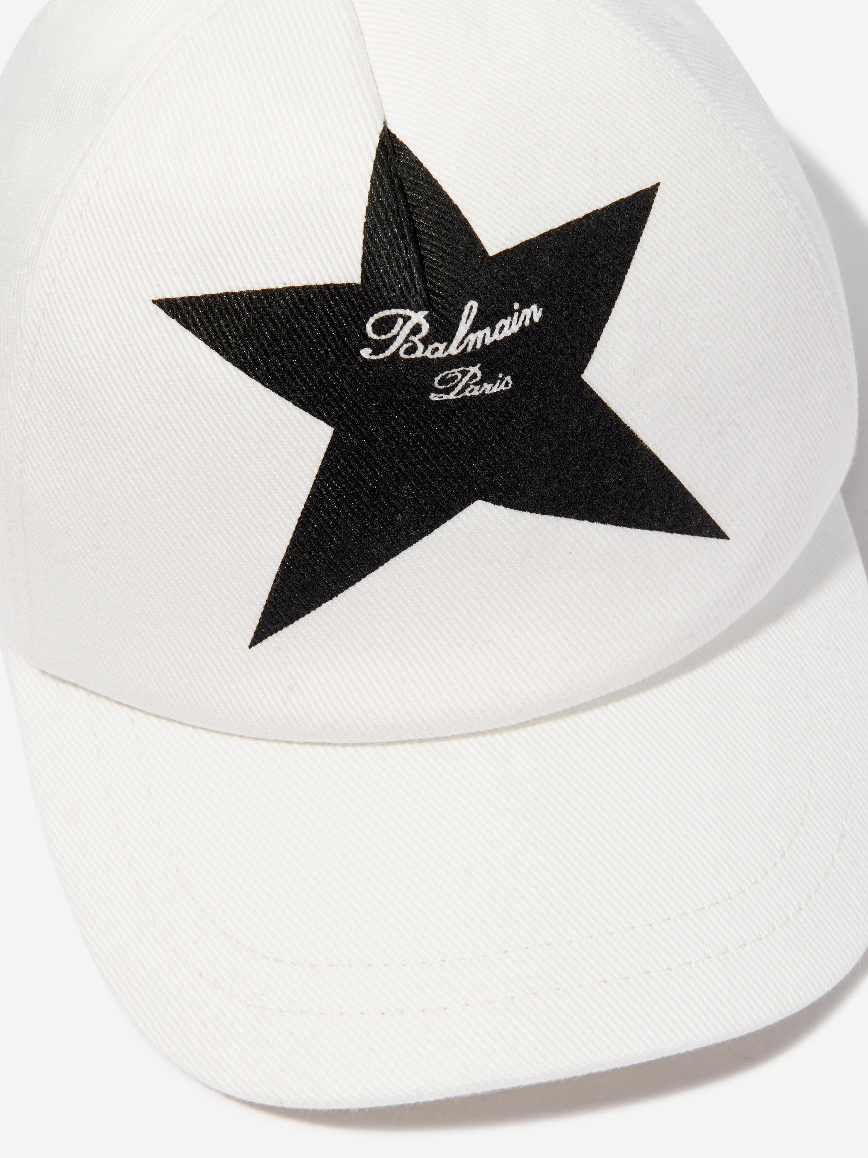 Balmain Kids Star Logo Cap in Ivory