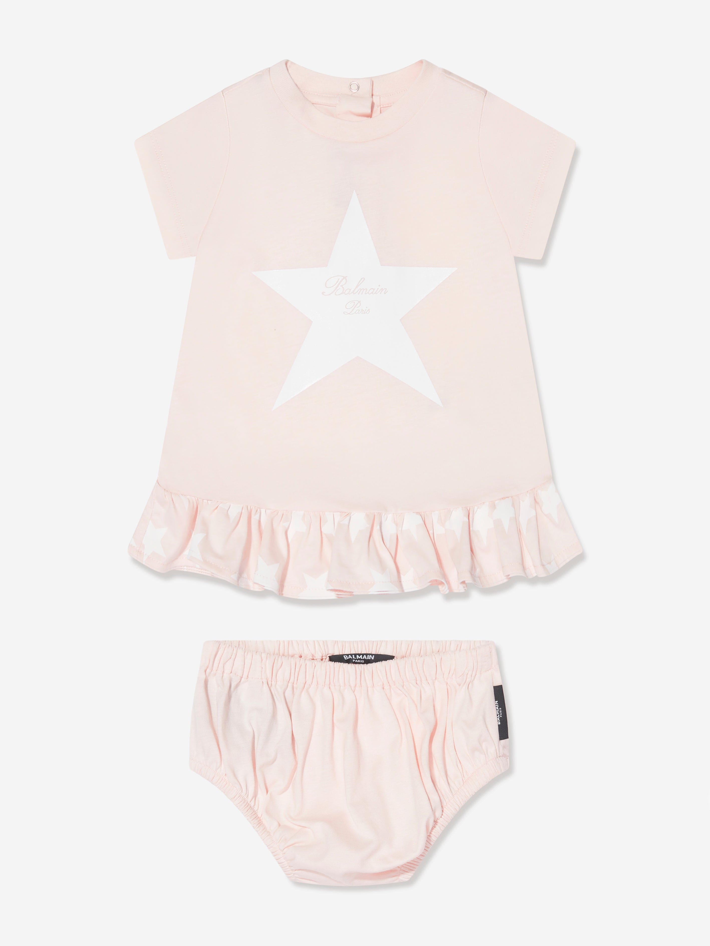 Balmain Baby Girls Dress With Knickers in Pink