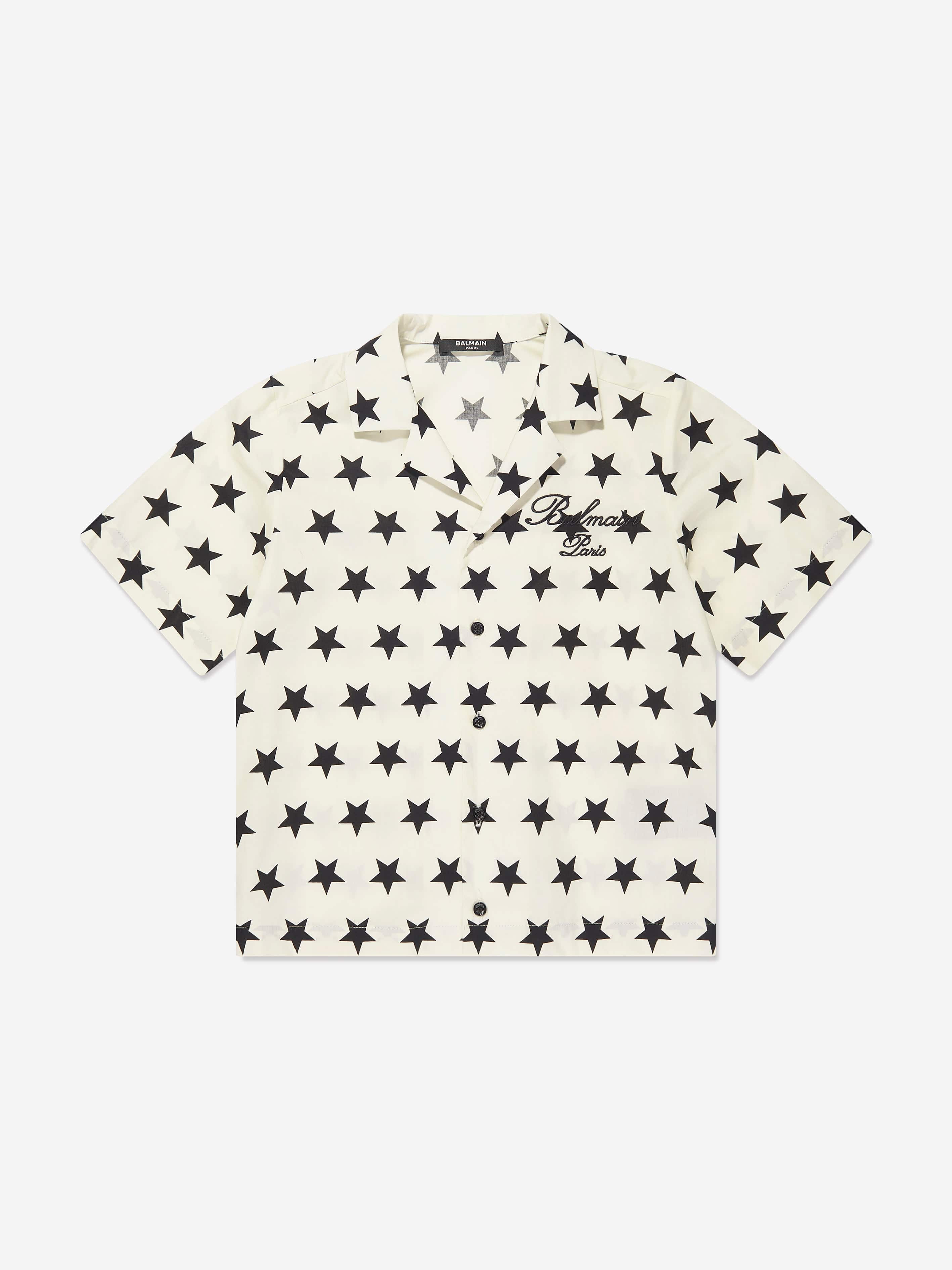 Balmain Boys Star Print Shirt in Ivory