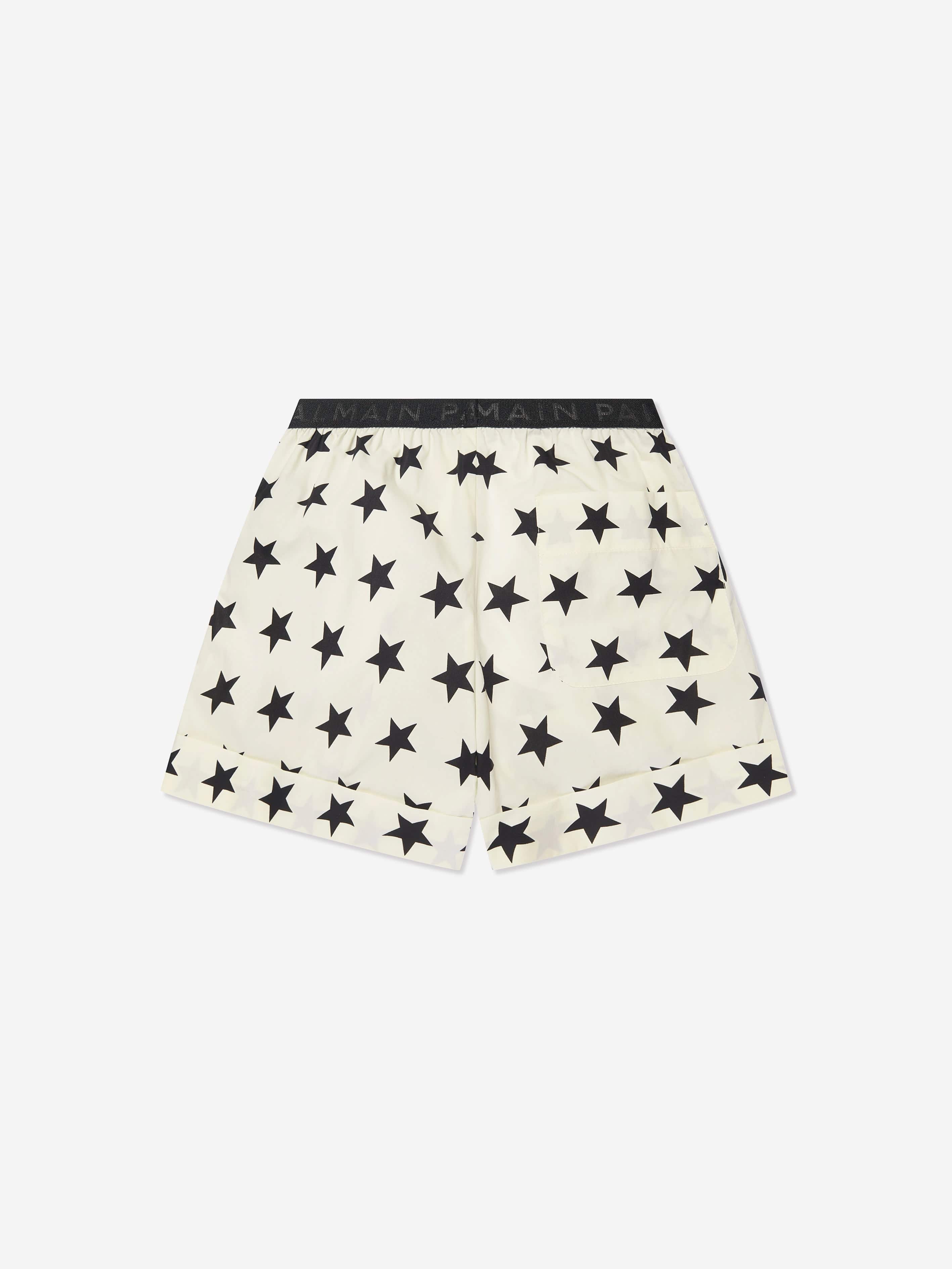 Balmain Girls Star Print Shorts in Ivory