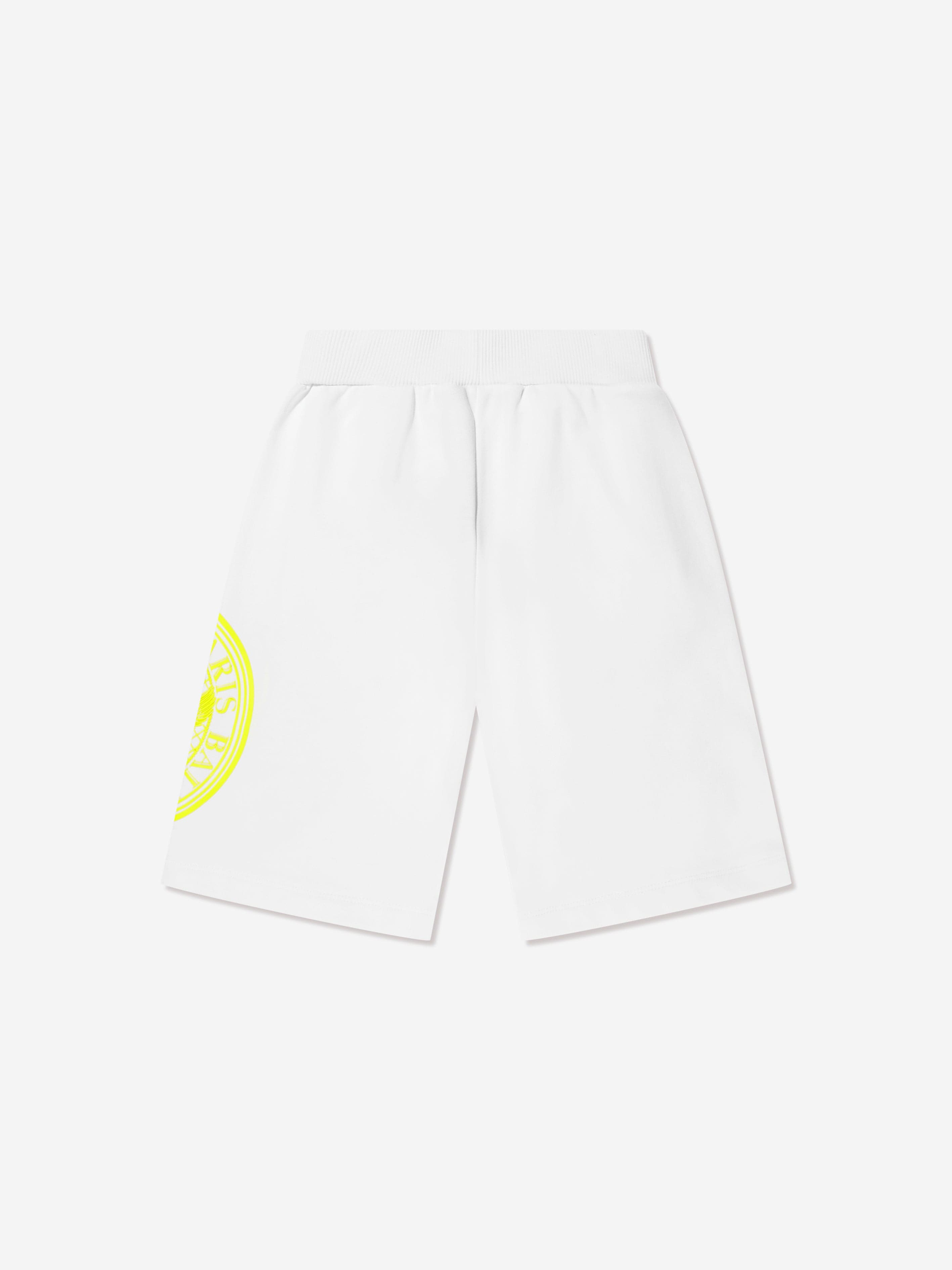 Balmain Boys Logo Jersey Shorts in White