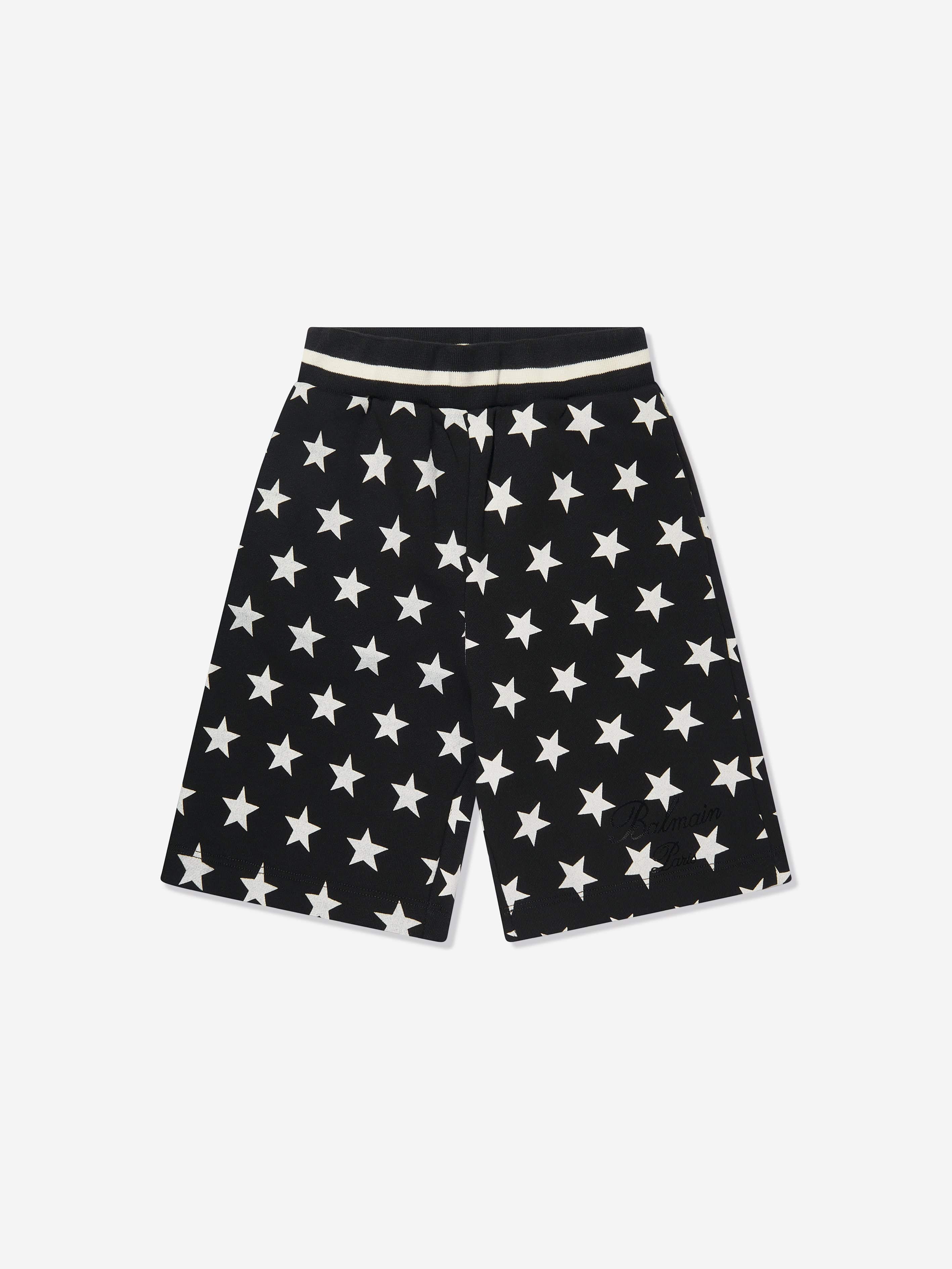 Balmain Boys Star Print Jersey Shorts in Black